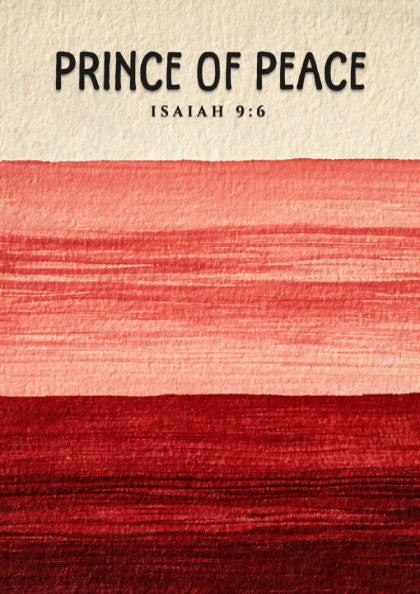Prince of Peace poster with red gradient colors and Isaiah 9:6 verse, inspirational wall art