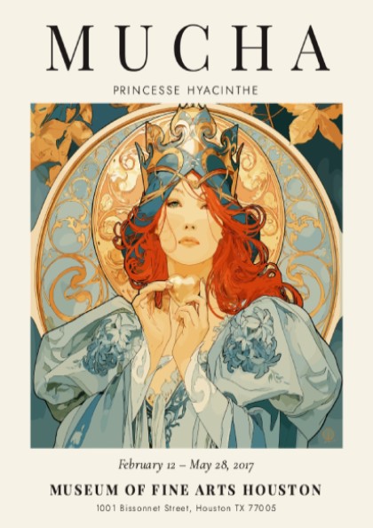 Princesse Hyacinthe poster featuring soft pastel colors and intricate Art Nouveau details