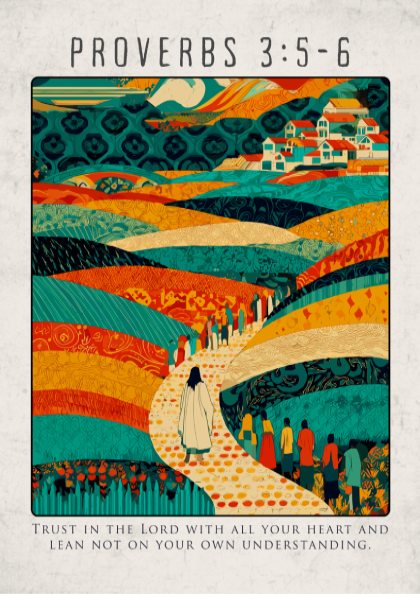 Proverbs 3:5-6 Bible Verse Poster - Trust in the Lord Wall Art