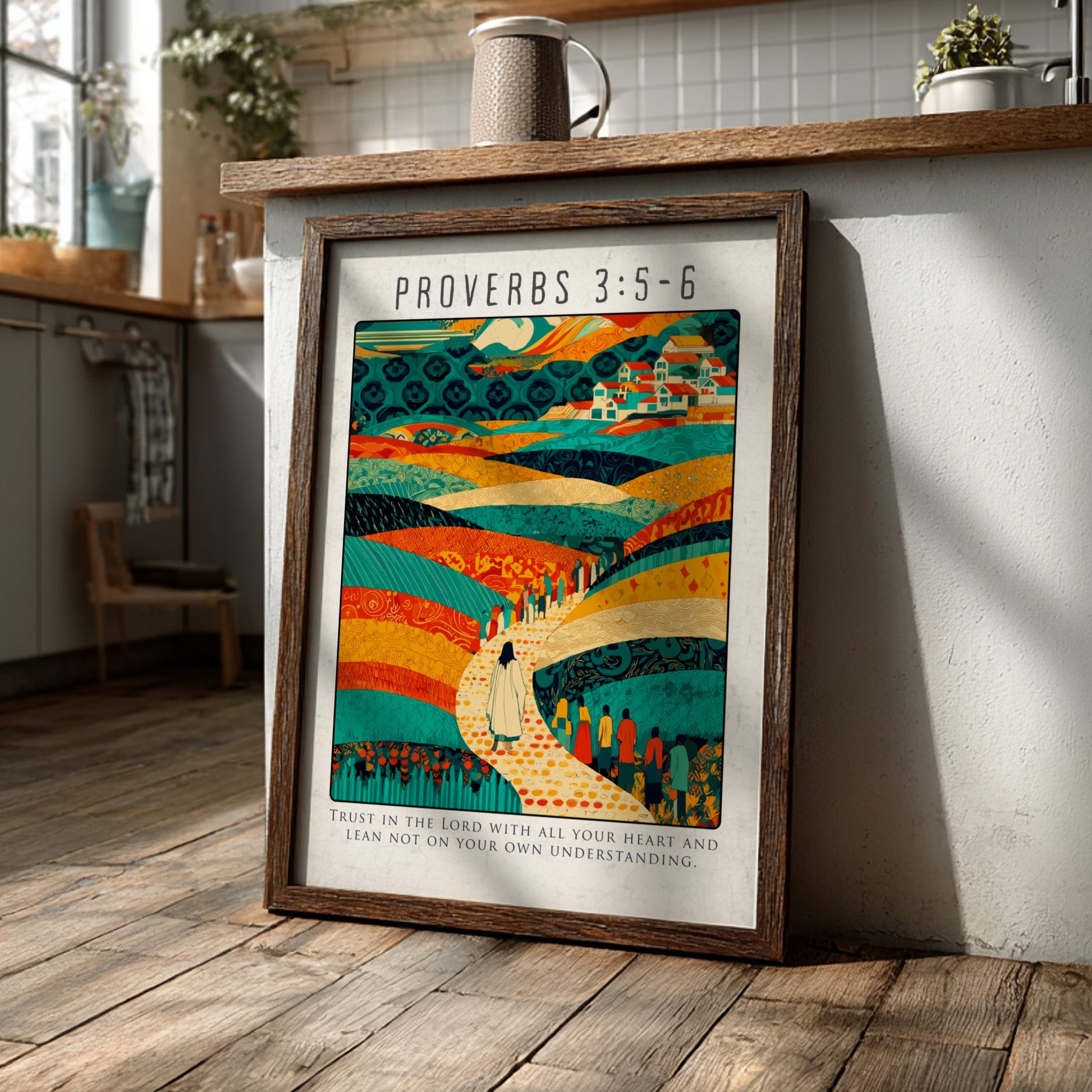 Proverbs 3:5-6 Bible Verse Poster - Trust in the Lord Wall Art
