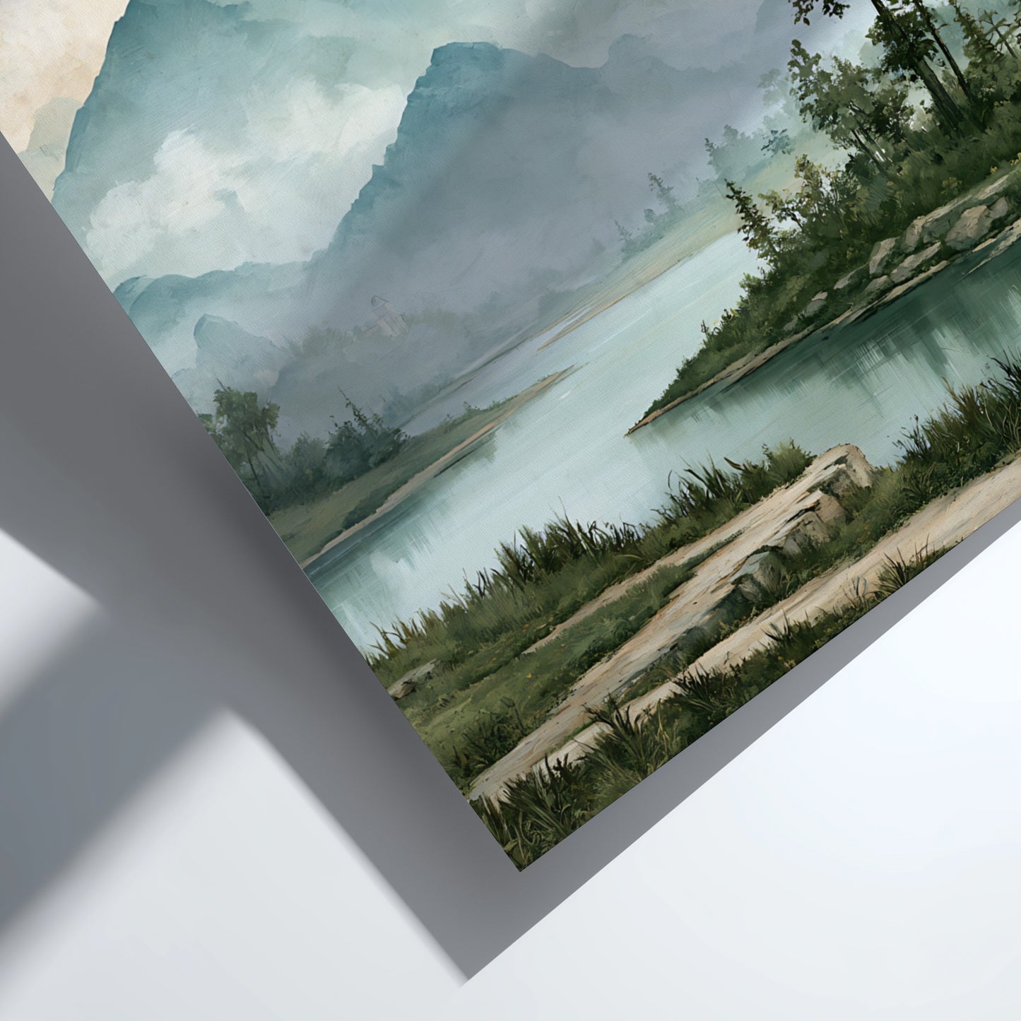 Poster featuring a serene mountain landscape with a river and the Name of the Lord quote.