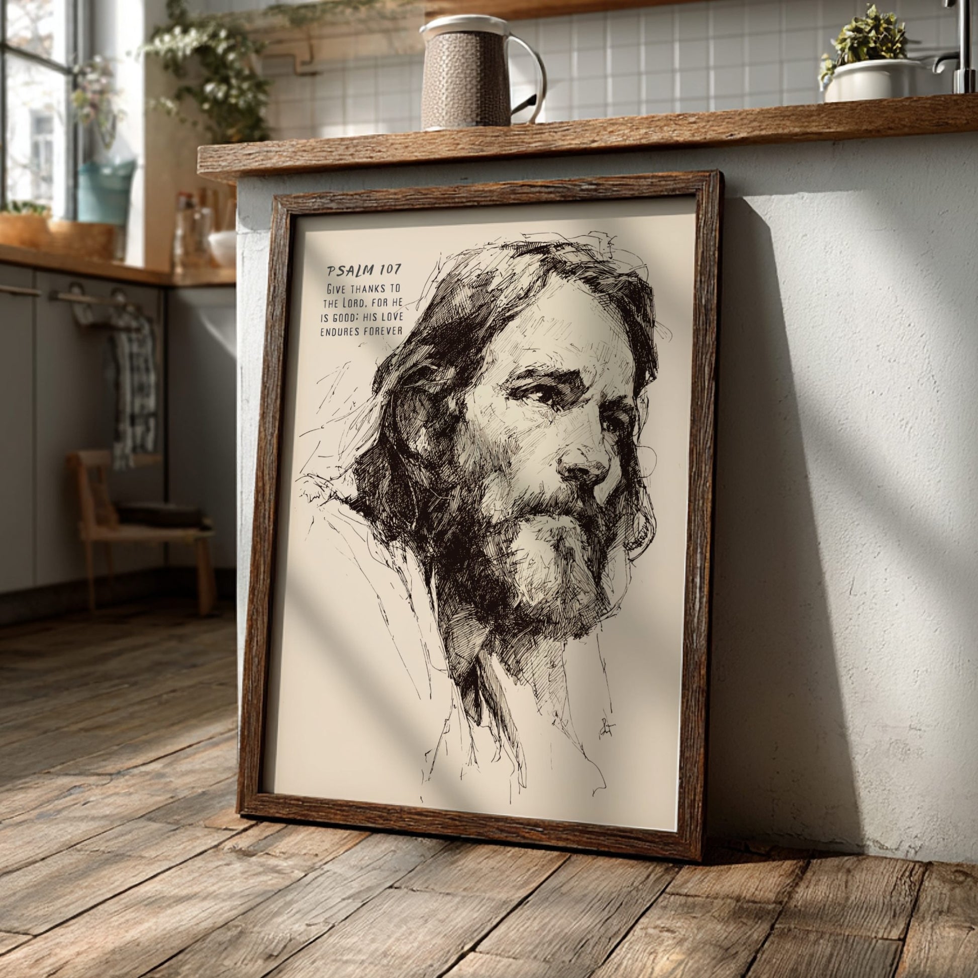 Psalm 107:3 Scripture Art - "Gathered from the Lands" Wall Print