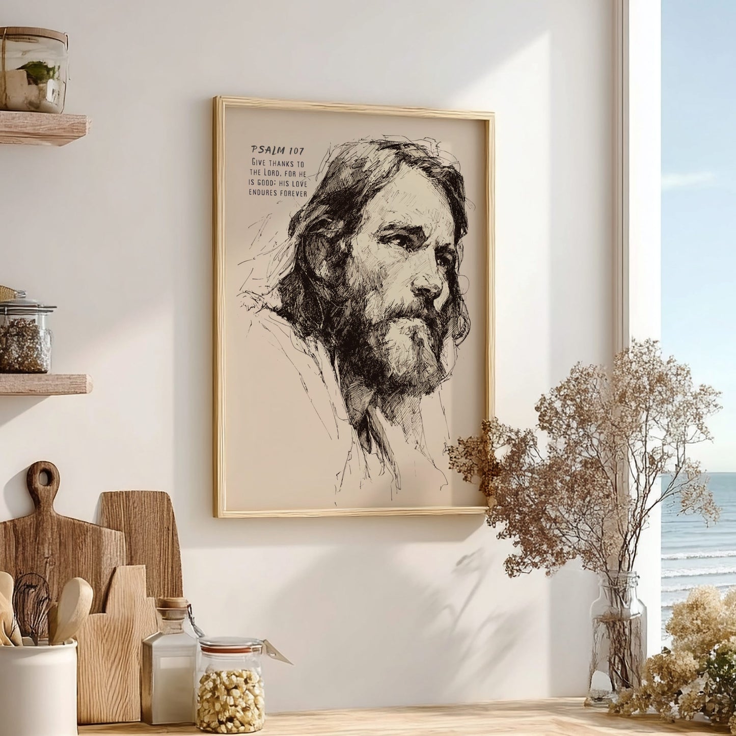 Psalm 107:3 Scripture Art - "Gathered from the Lands" Wall Print