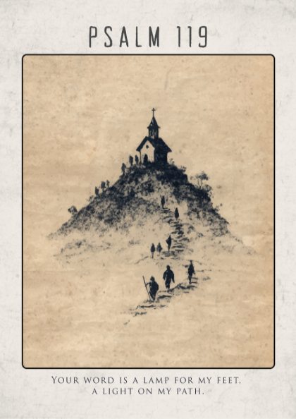 Psalm 119 Scripture Art - "Lamp to My Feet" Wall Print