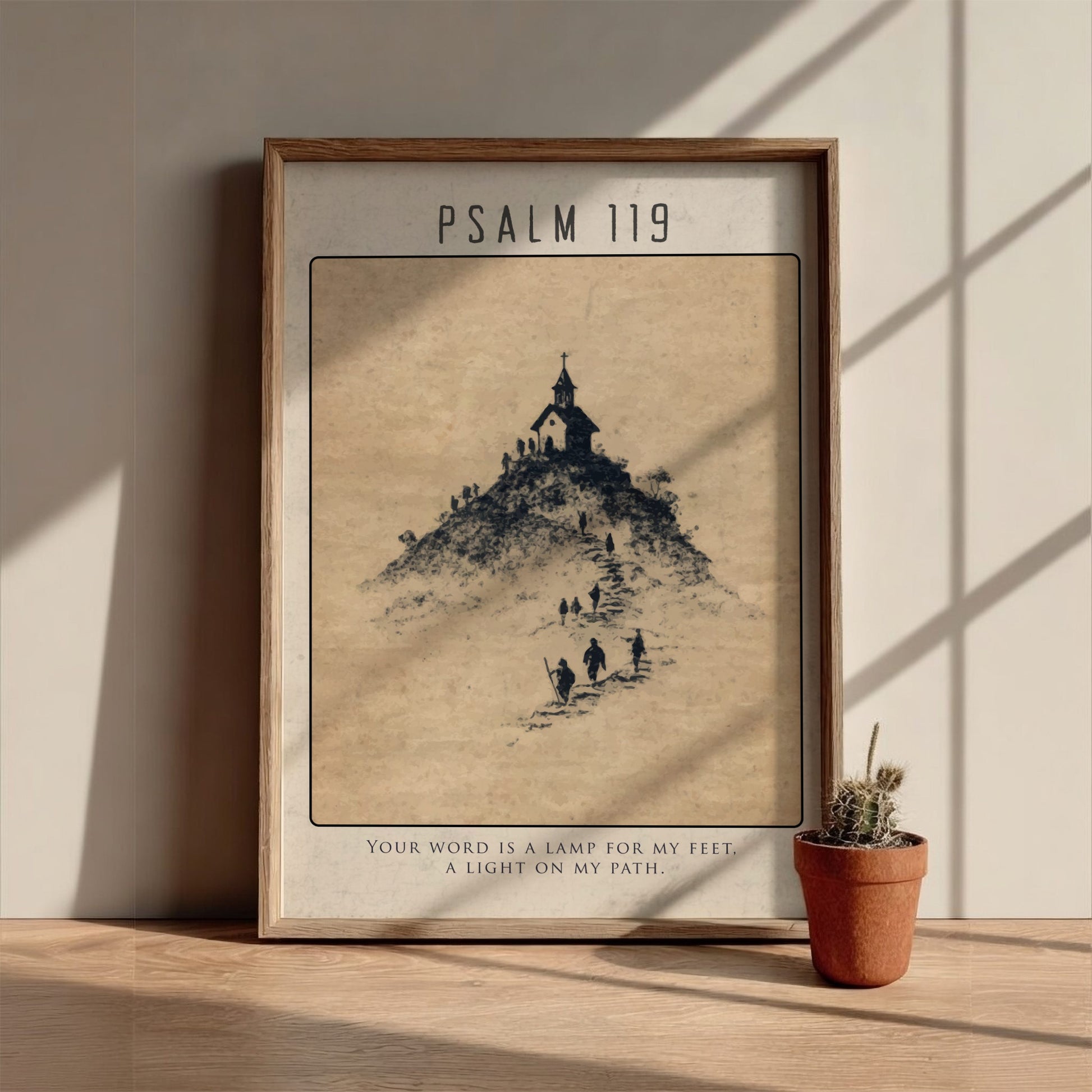 Psalm 119 Scripture Art - "Lamp to My Feet" Wall Print
