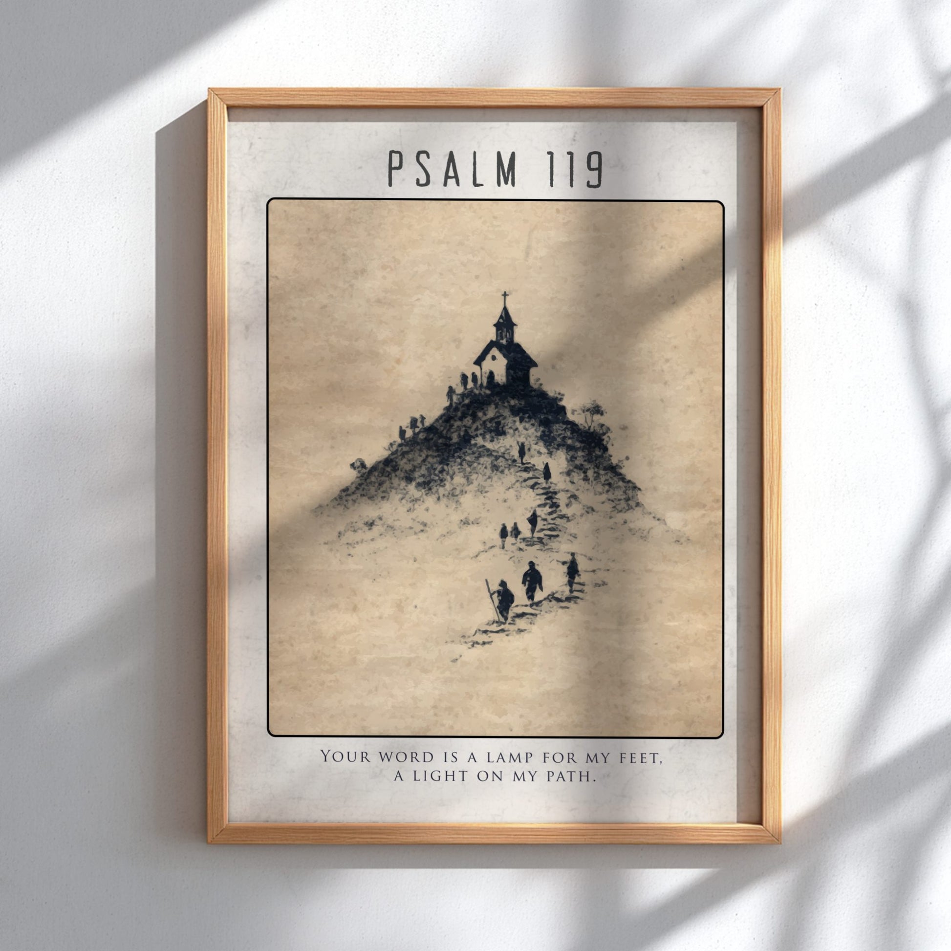 Psalm 119 Scripture Art - "Lamp to My Feet" Wall Print