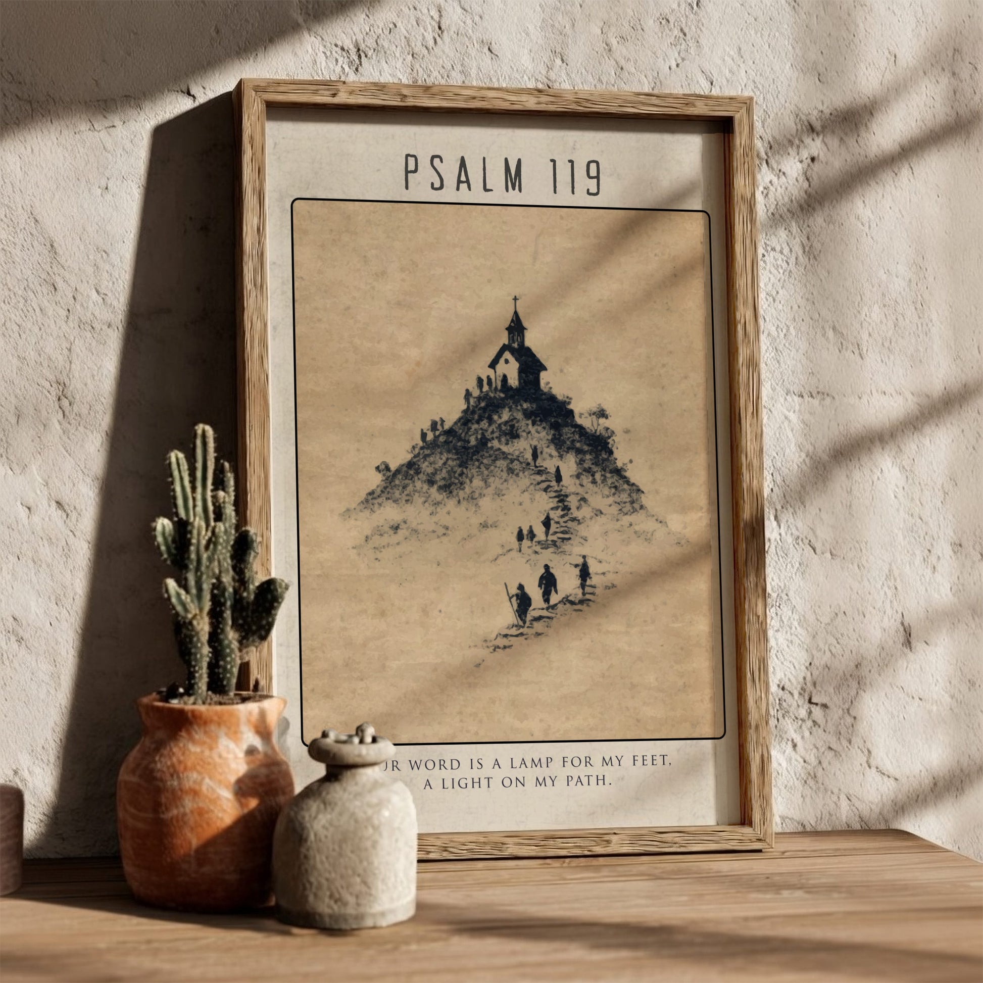 Psalm 119 Scripture Art - "Lamp to My Feet" Wall Print