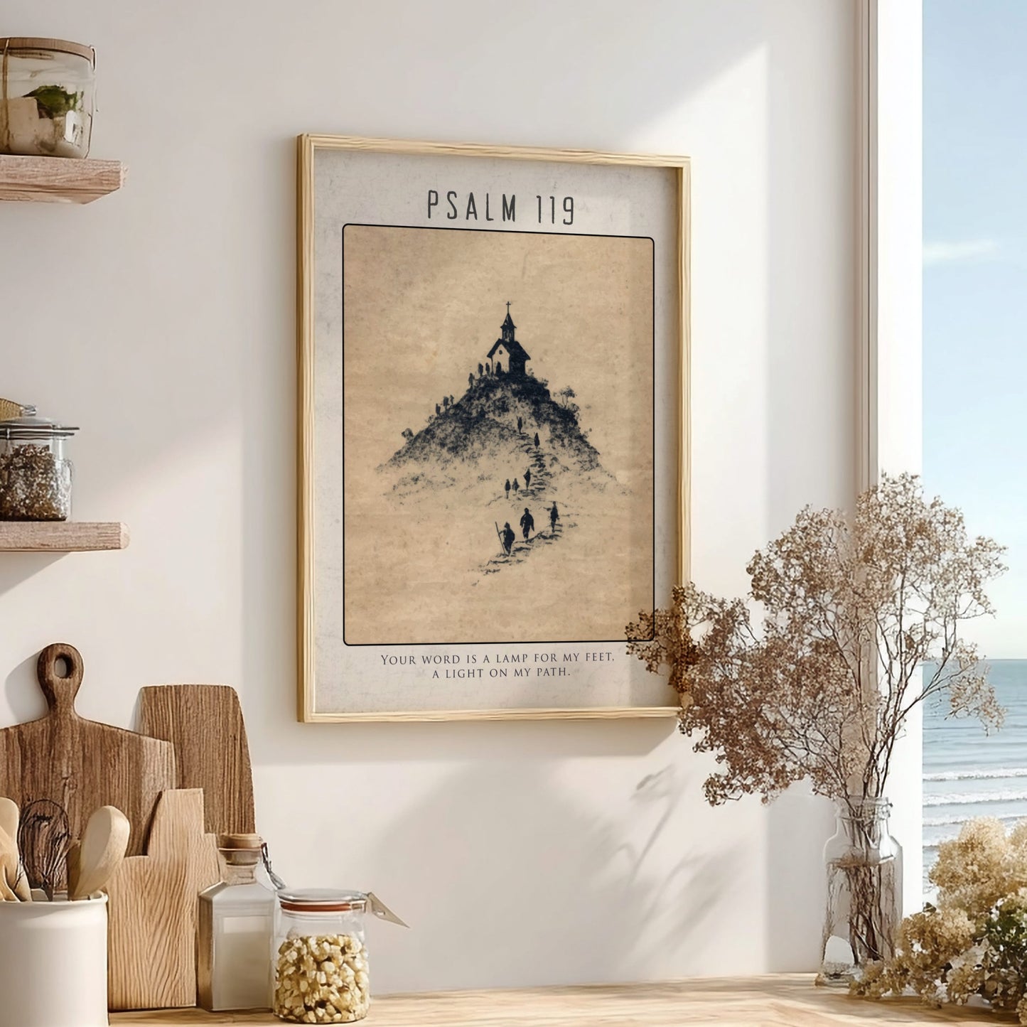 Psalm 119 Scripture Art - "Lamp to My Feet" Wall Print