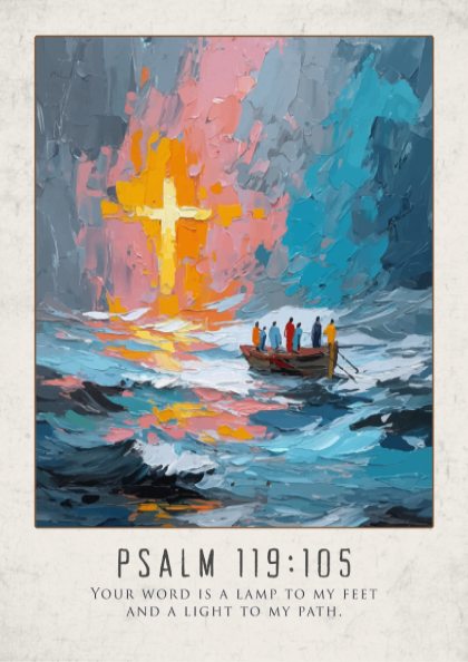 Psalm 119:105 Scripture Art - "Lamp and Light" Wall Print