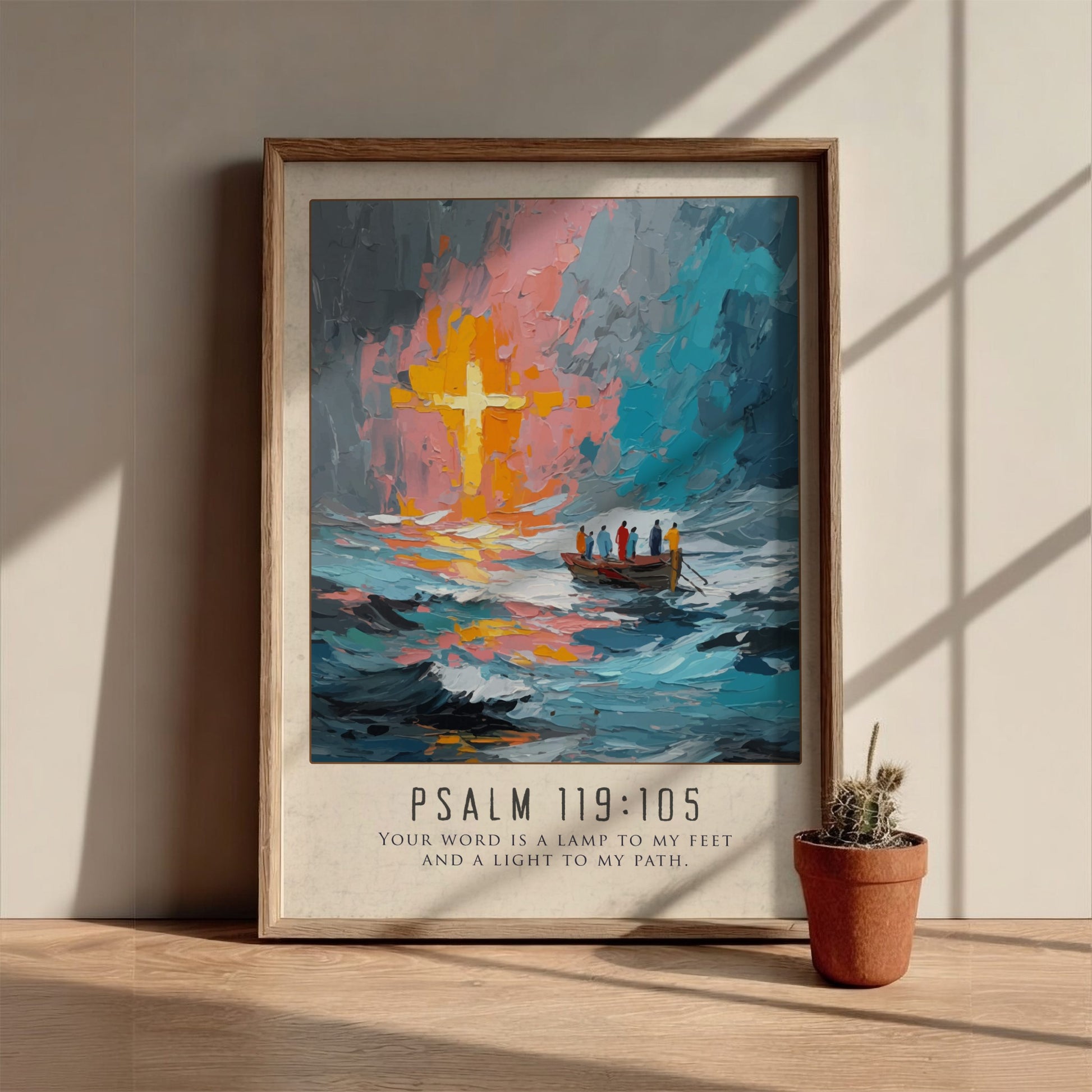 Psalm 119:105 Scripture Art - "Lamp and Light" Wall Print