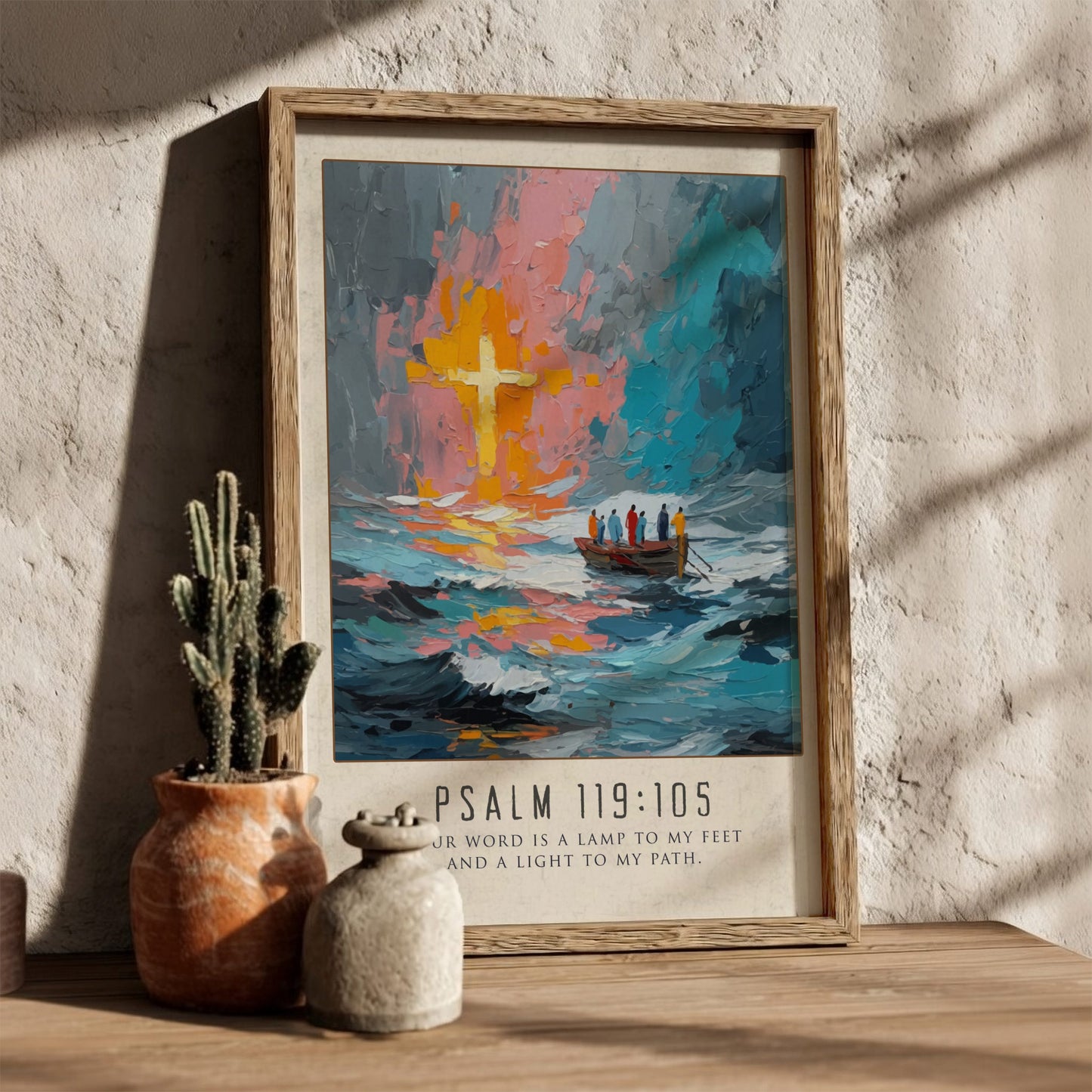 Psalm 119:105 Scripture Art - "Lamp and Light" Wall Print