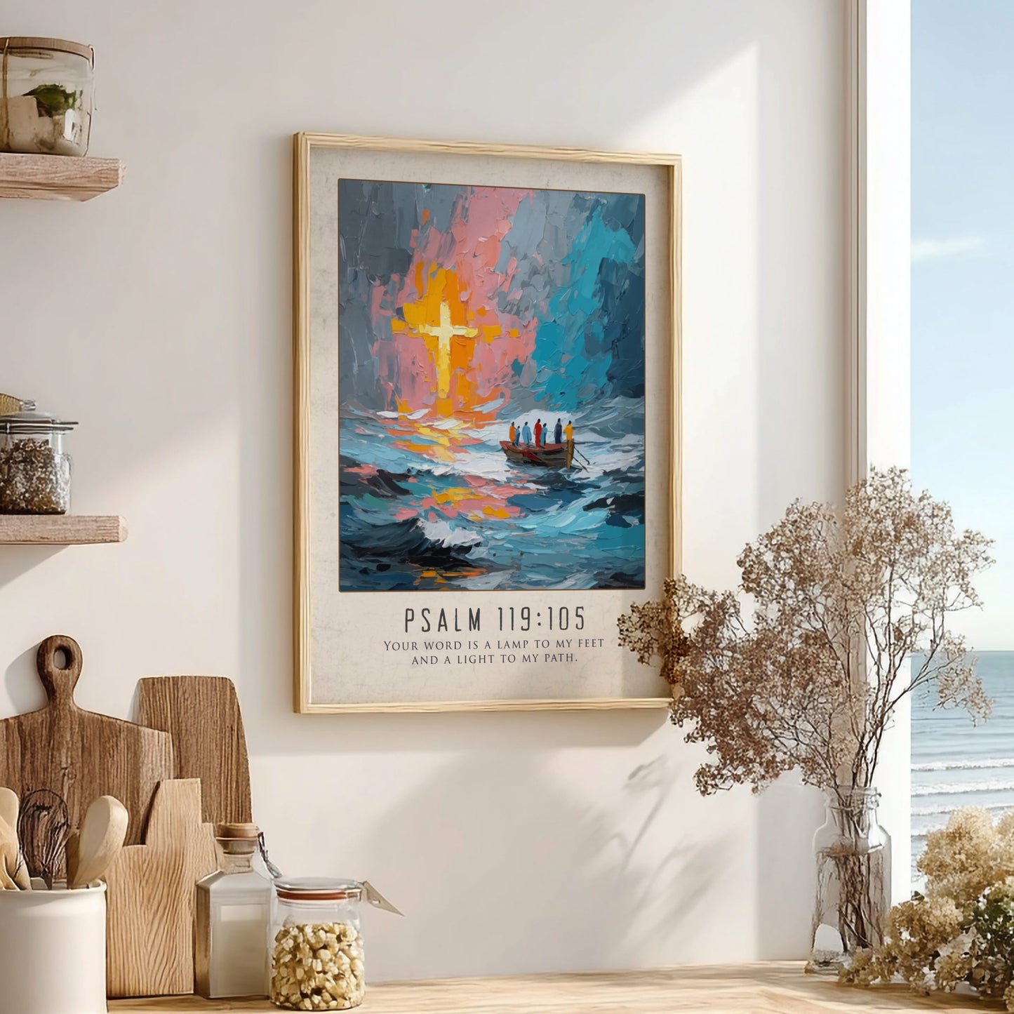 Psalm 119:105 Scripture Art - "Lamp and Light" Wall Print
