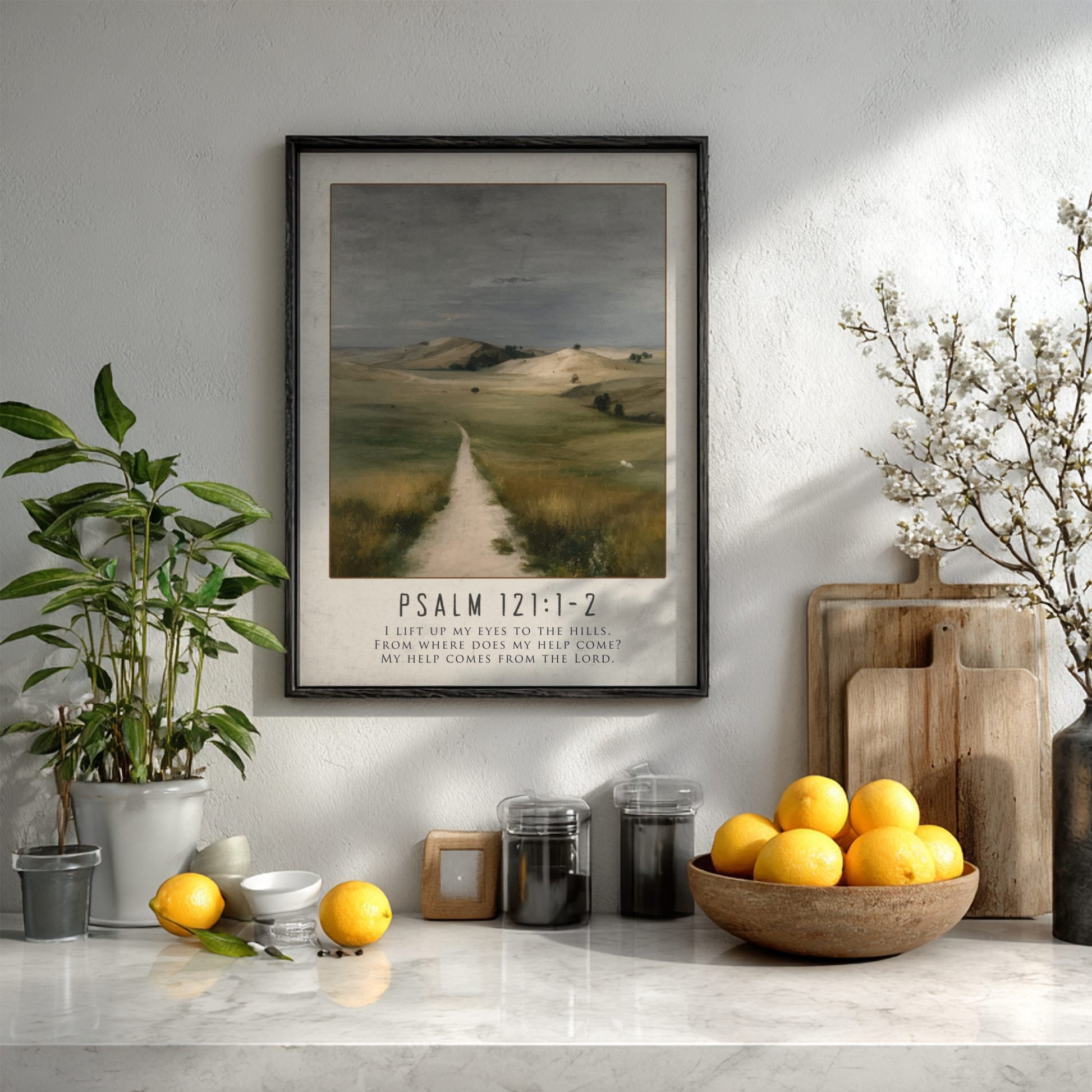 Psalm 121:1-2 Scripture Art - "The Maker of Heaven and Earth" Wall Print