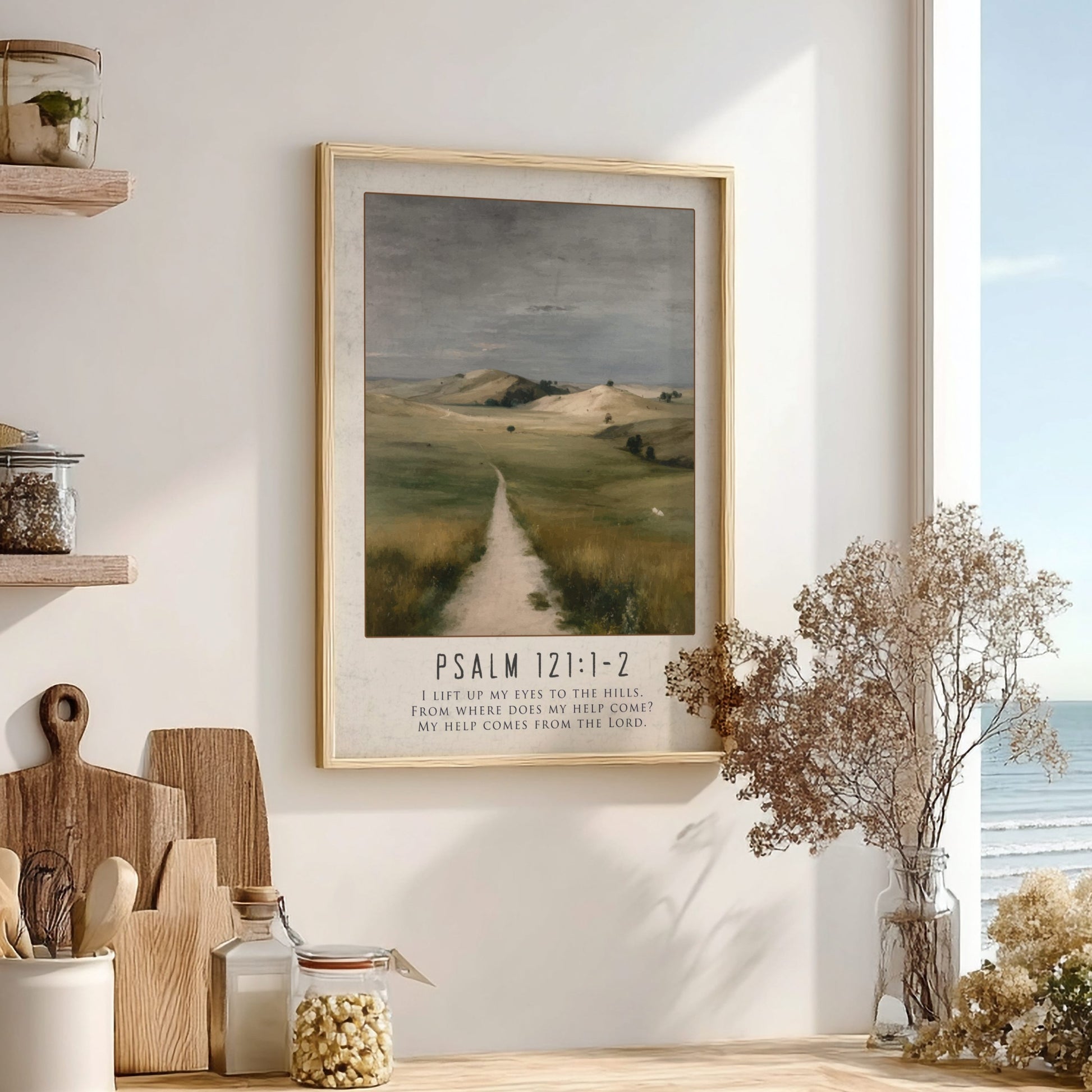 Psalm 121:1-2 Scripture Art - "The Maker of Heaven and Earth" Wall Print