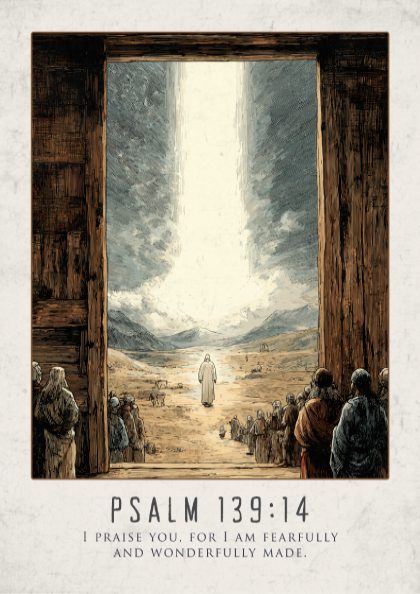 Psalm 139:14 Scripture Art - "Fearfully and Wonderfully Made" Wall Print