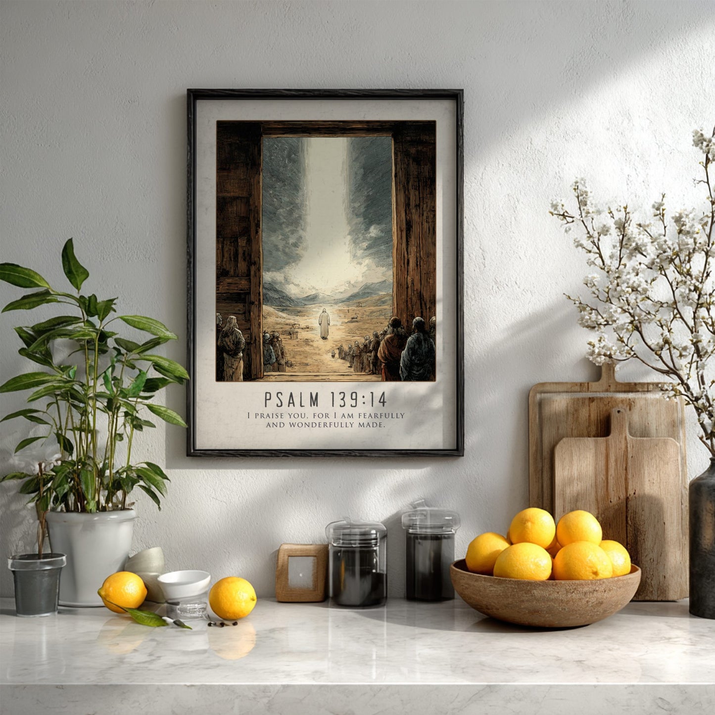 Psalm 139:14 Scripture Art - "Fearfully and Wonderfully Made" Wall Print