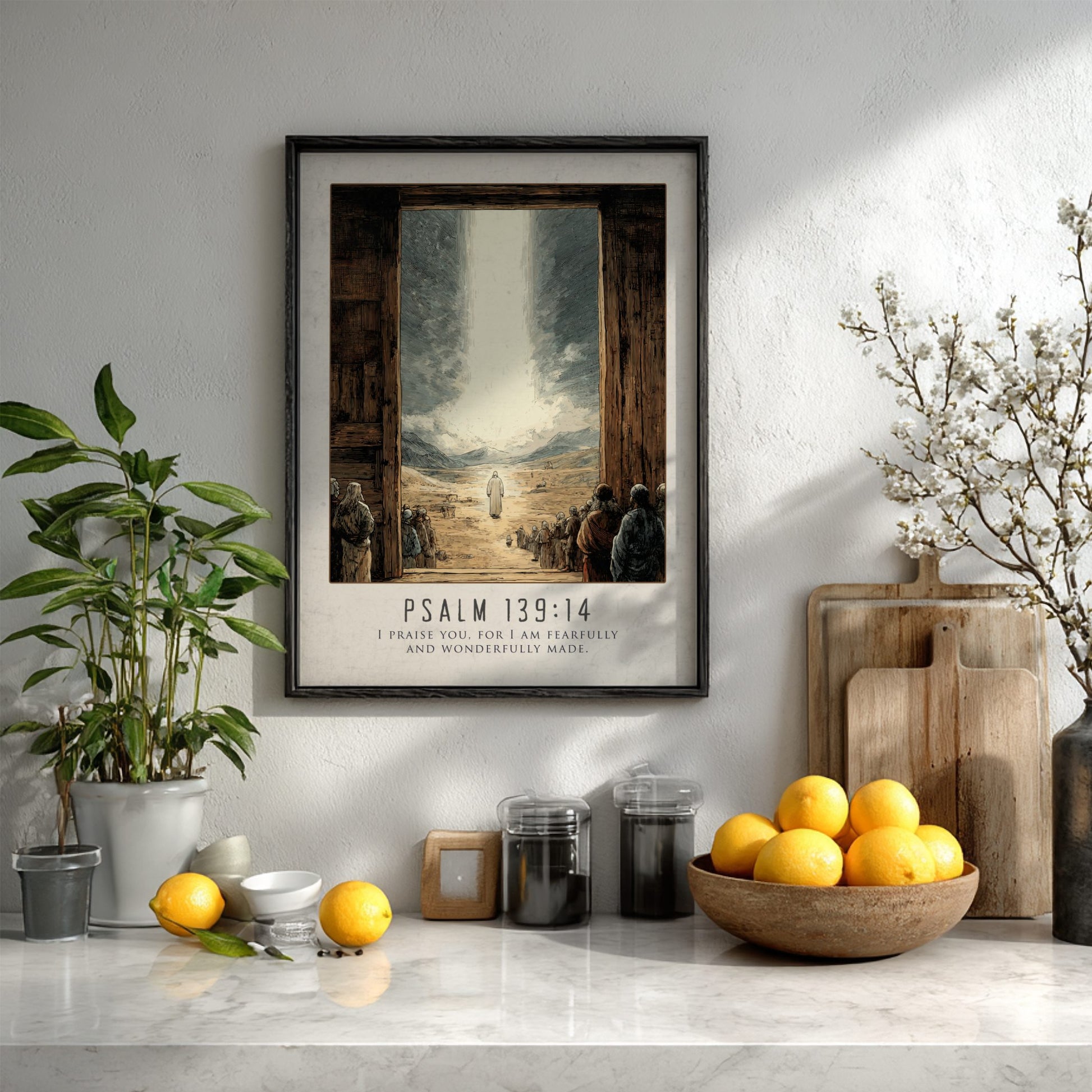 Psalm 139:14 Scripture Art - "Fearfully and Wonderfully Made" Wall Print