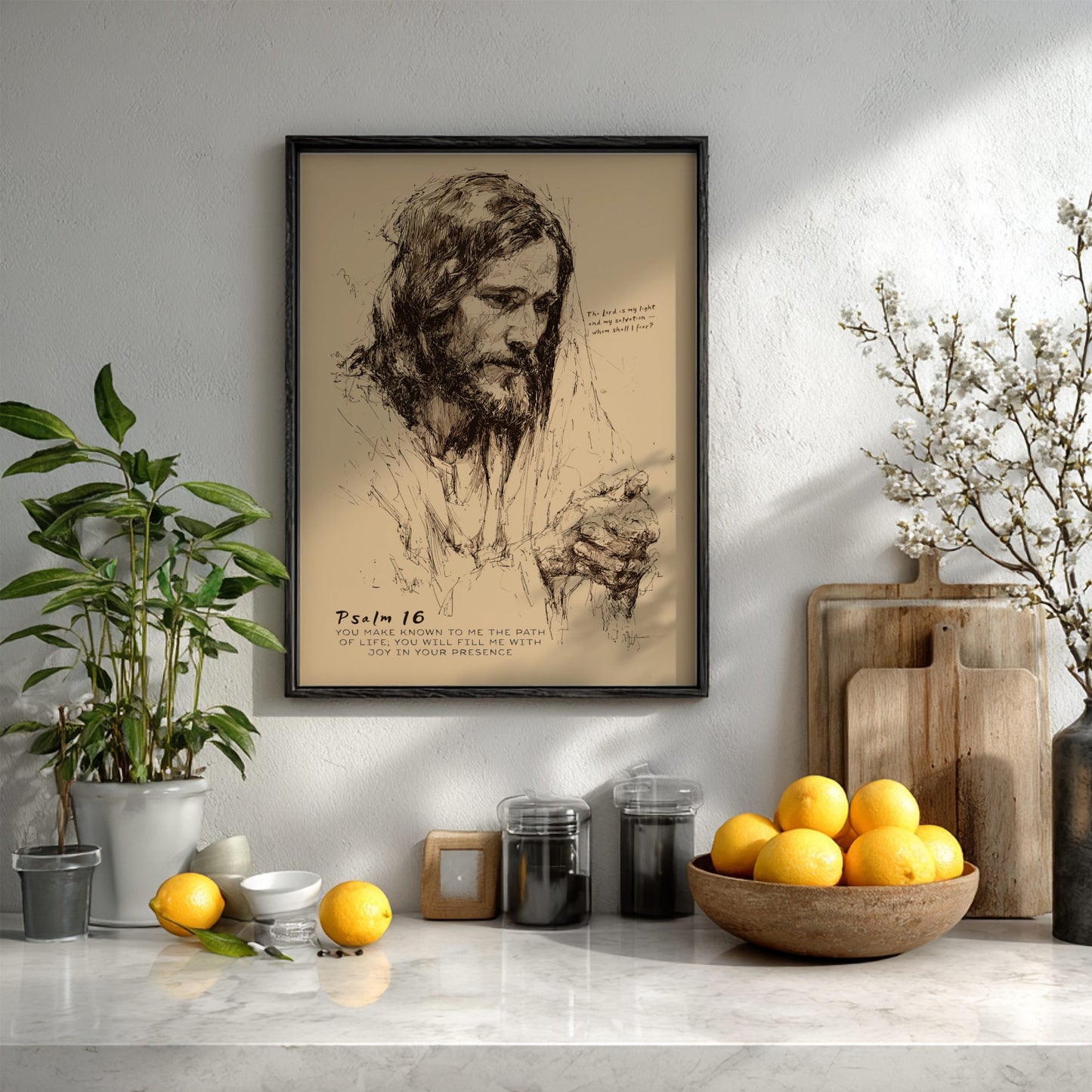 Psalm 16 Scripture Art - "The Path of Life" Wall Print