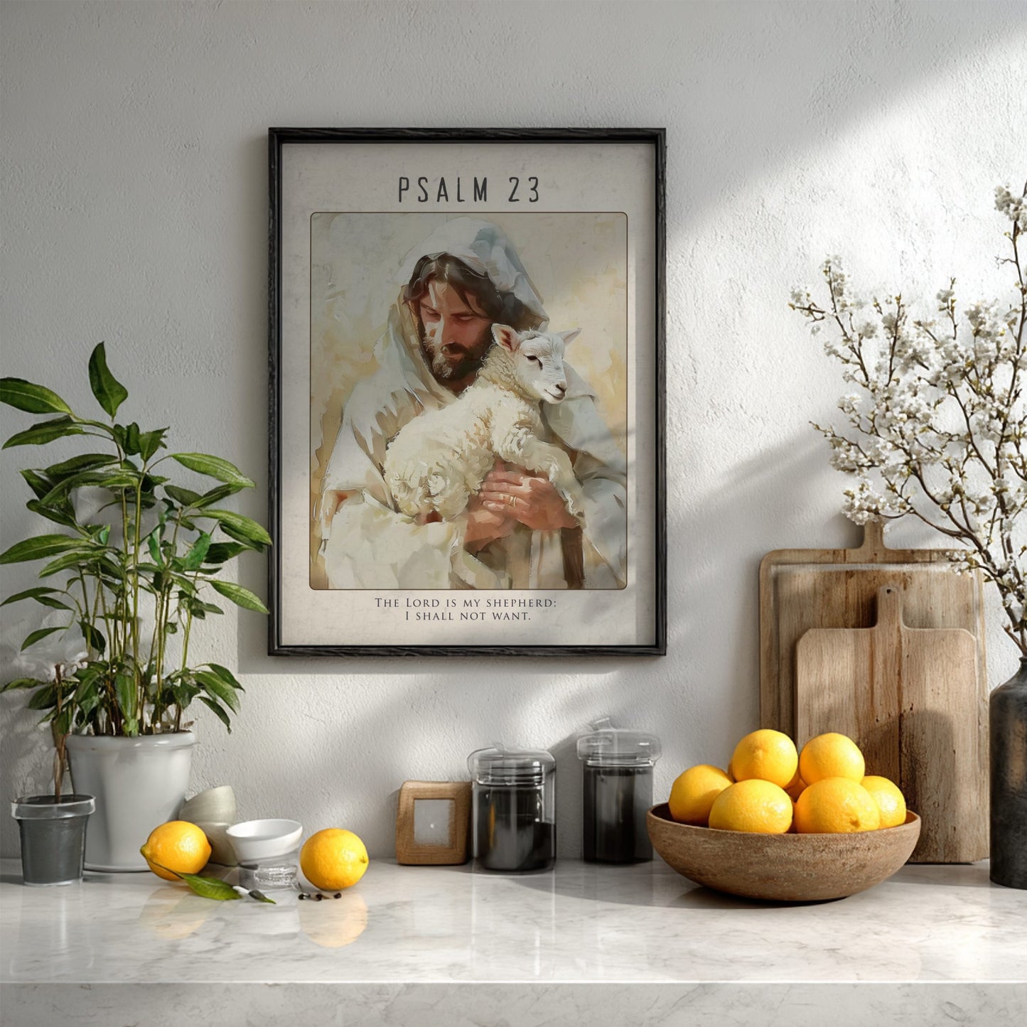 Psalm 23 Bible Verse Poster - The Good Shepherd Wall Art