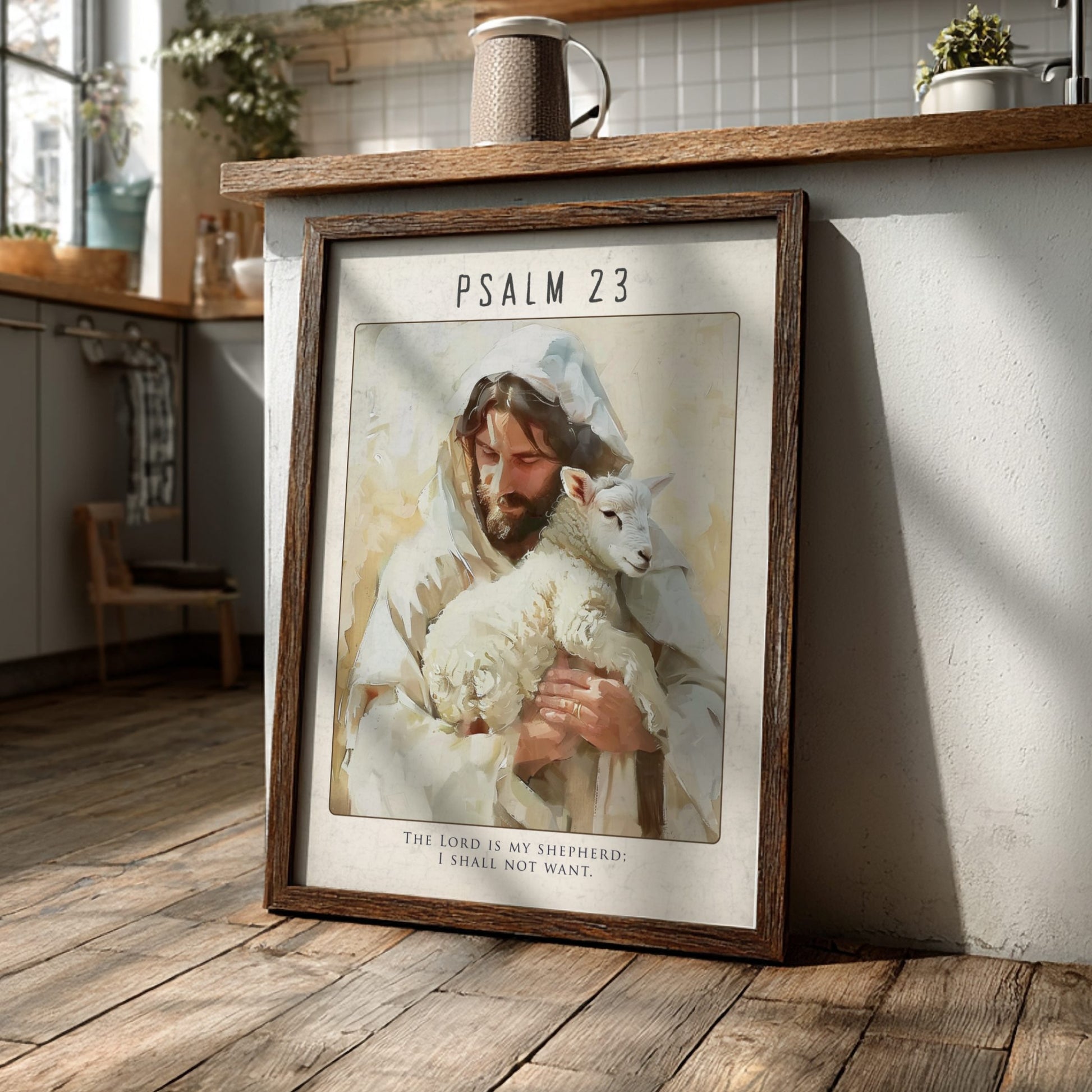 Psalm 23 Bible Verse Poster - The Good Shepherd Wall Art