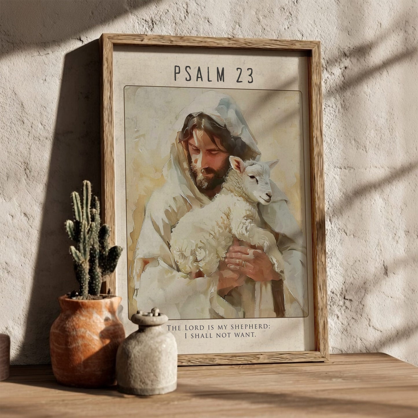 Psalm 23 Bible Verse Poster - The Good Shepherd Wall Art