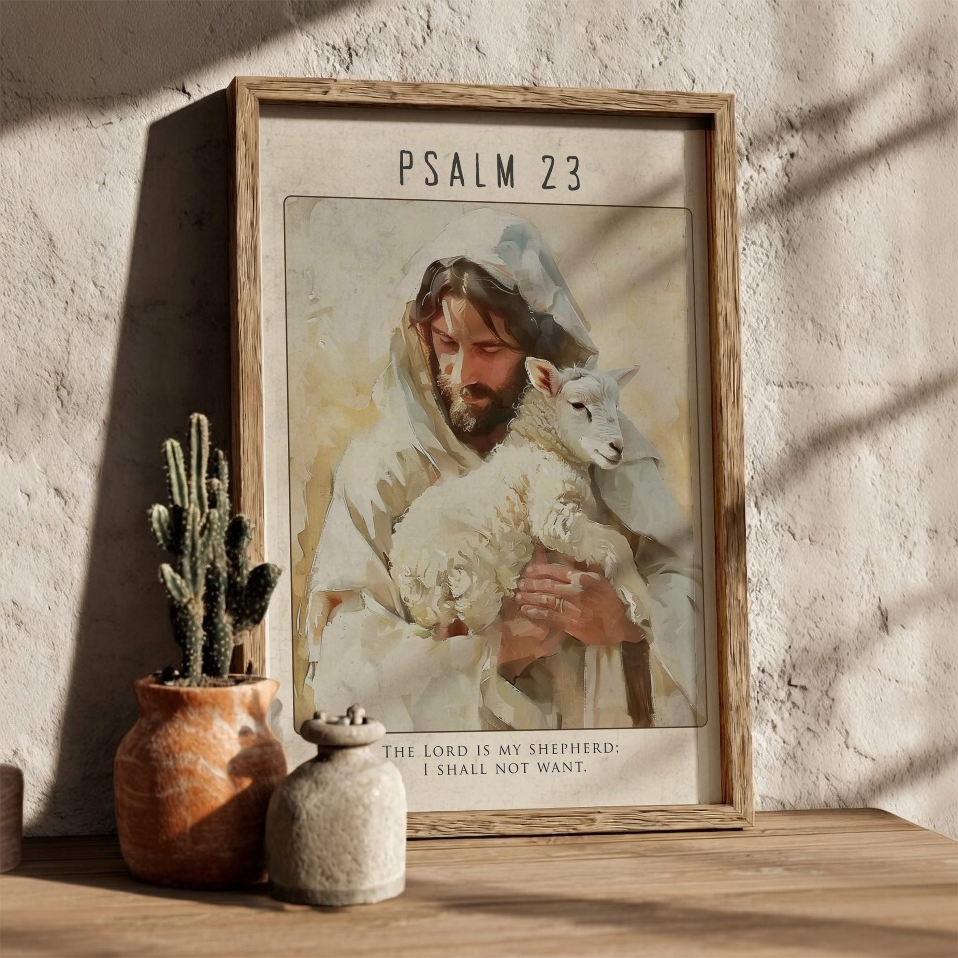 Psalm 23 Bible Verse Poster - The Good Shepherd Wall Art