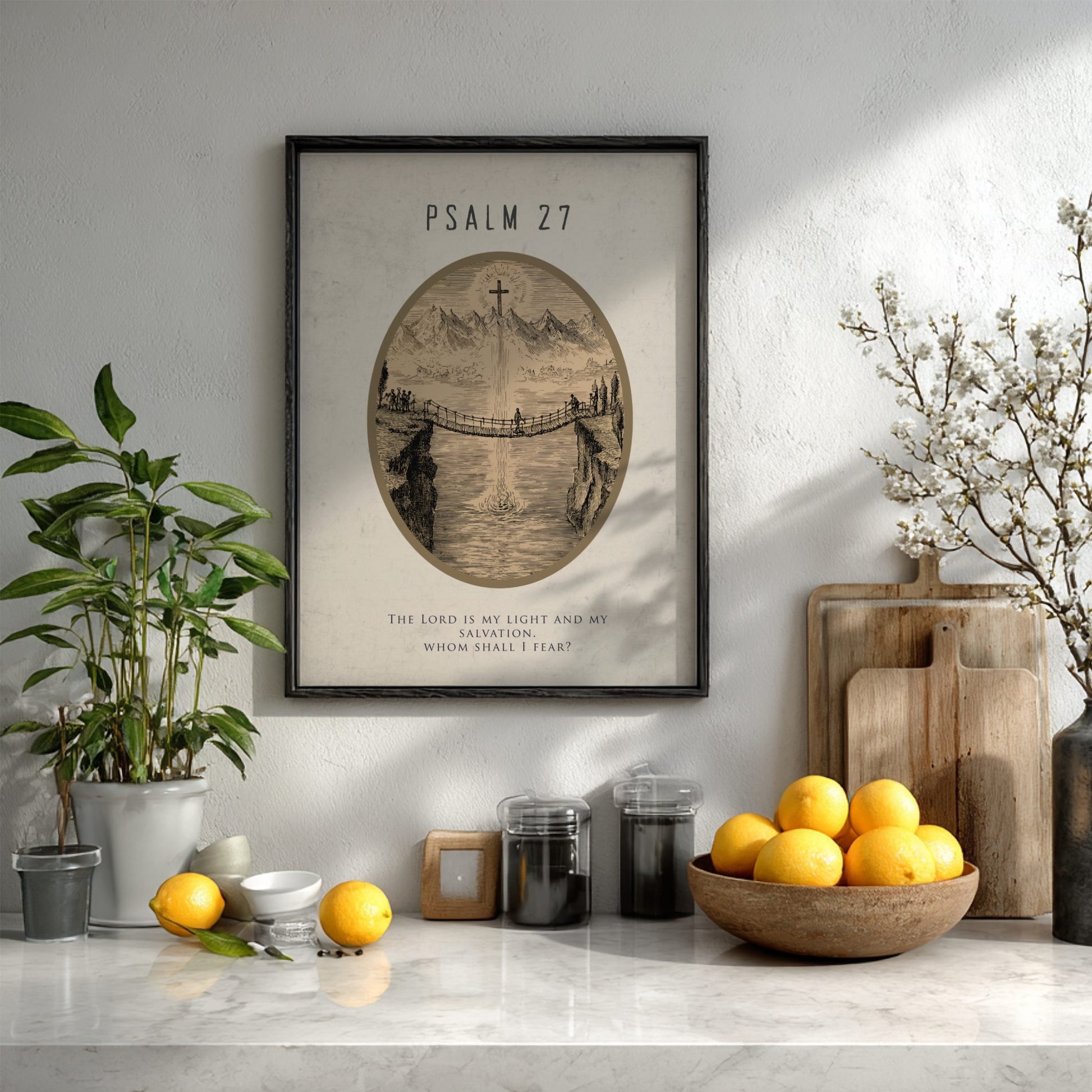 Psalm 27 Scripture Art - "The Stronghold" Wall Print