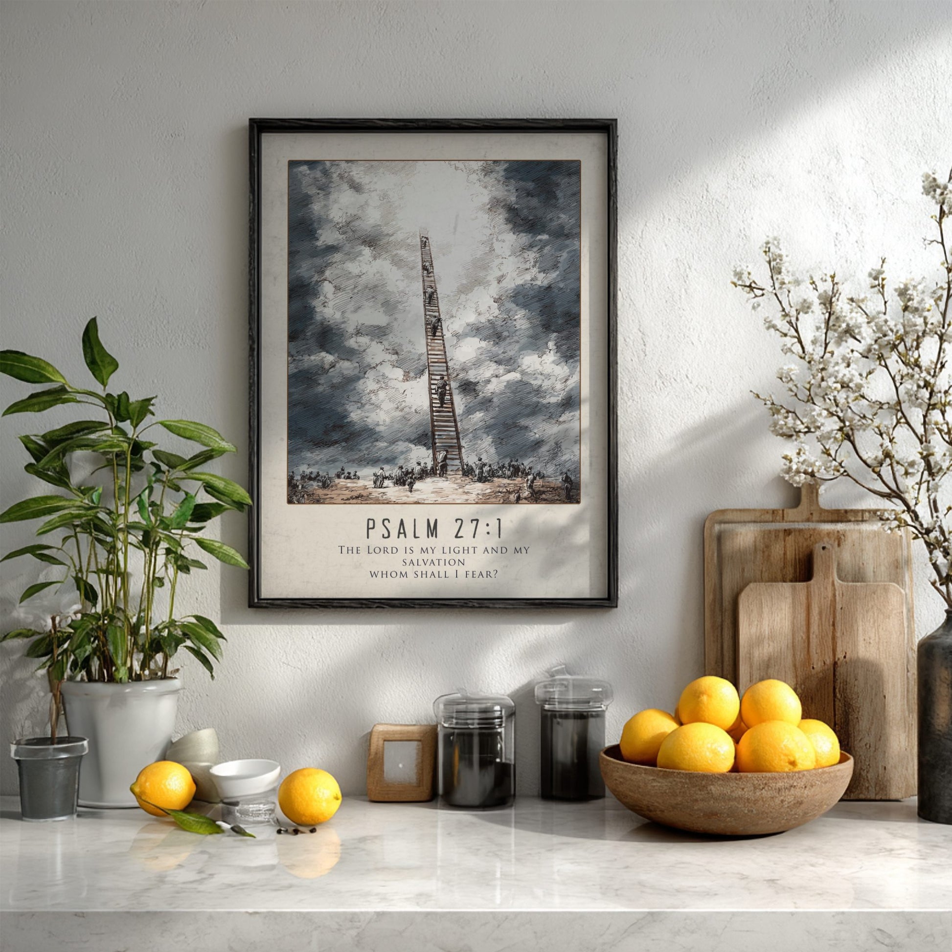 Psalm 27:1 Scripture Art - "The Lord is My Light" Wall Print