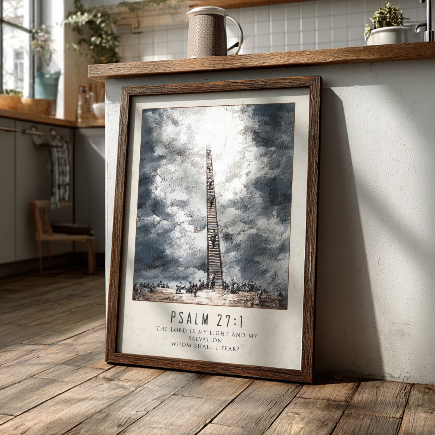 Psalm 27:1 Scripture Art - "The Lord is My Light" Wall Print