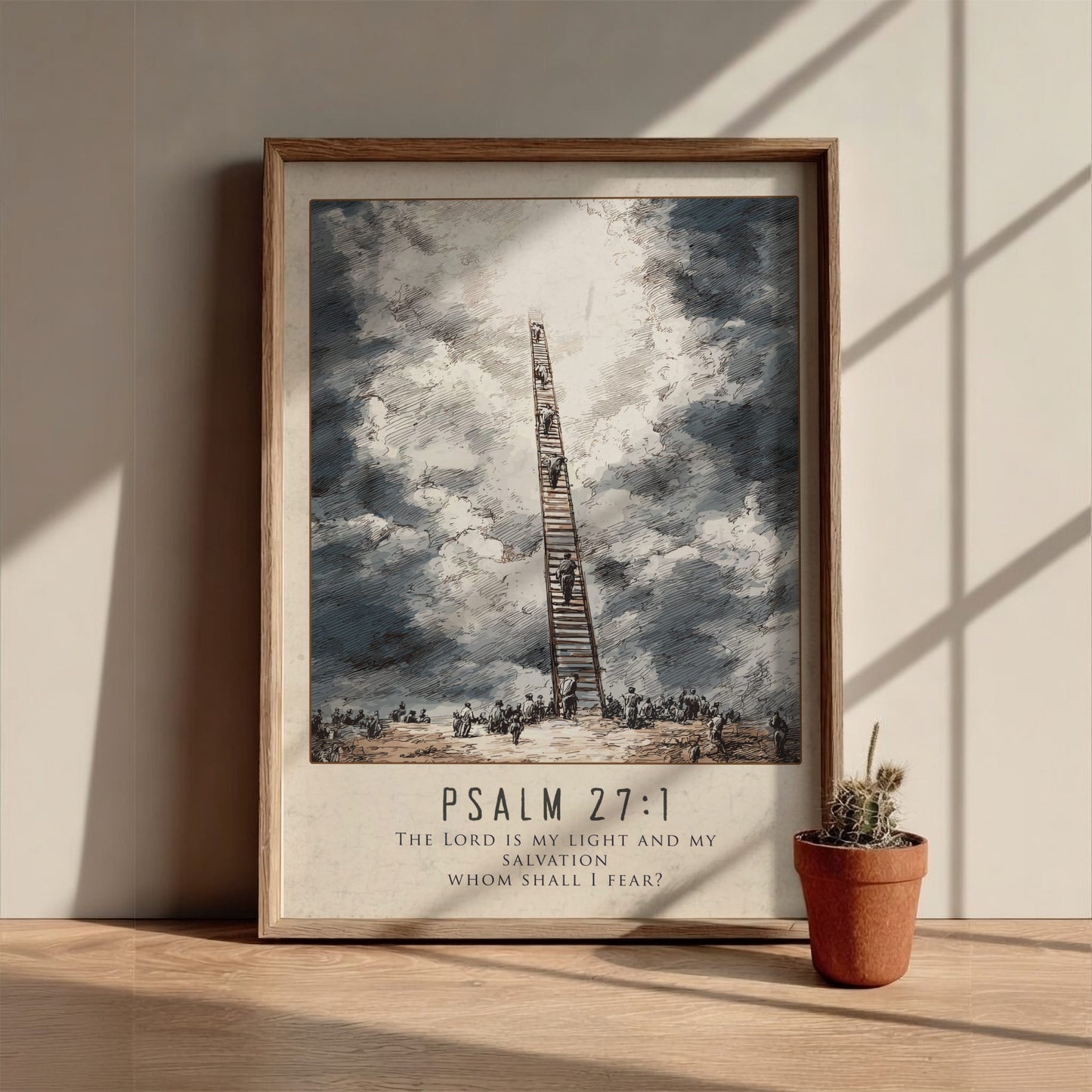 Psalm 27:1 Scripture Art - "The Lord is My Light" Wall Print