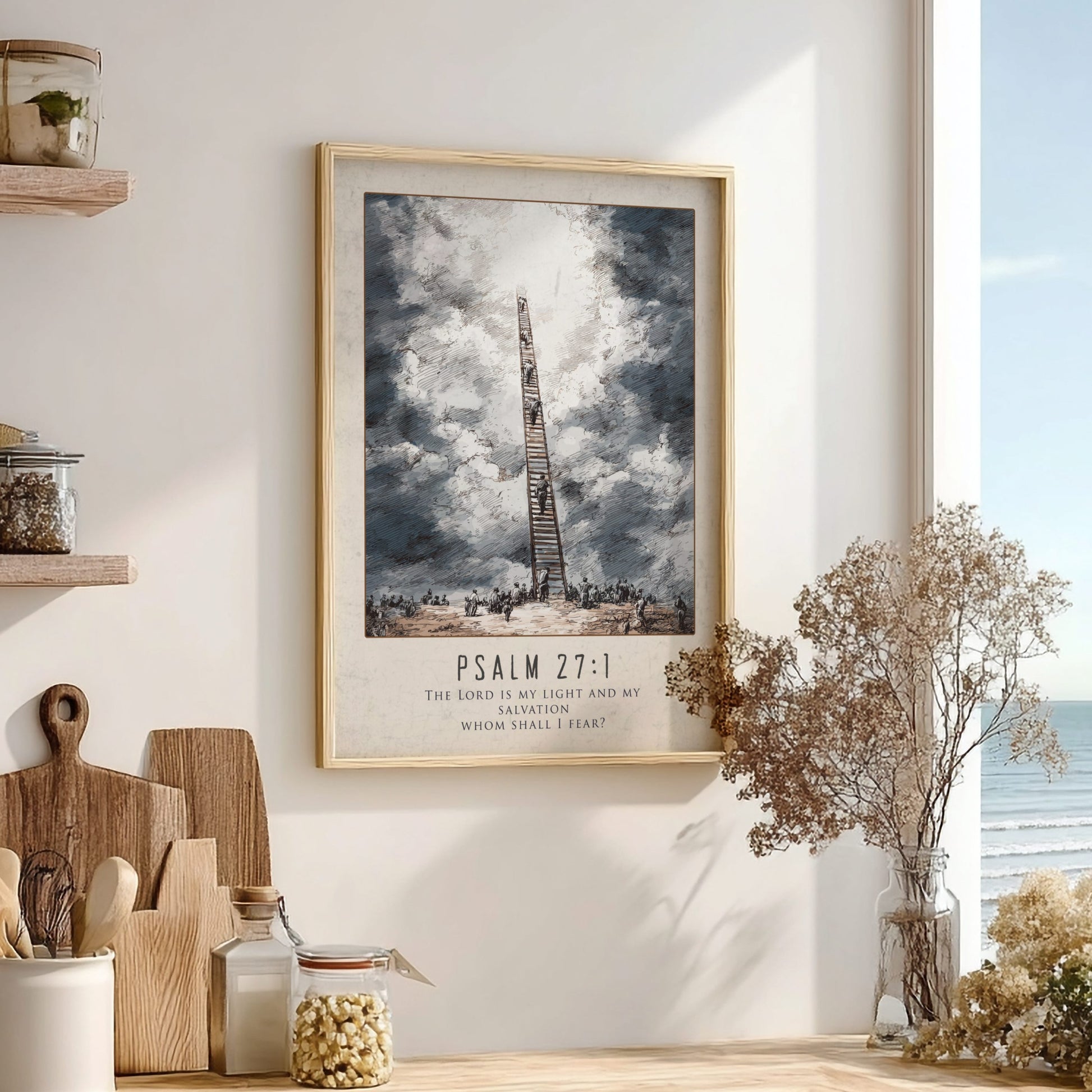 Psalm 27:1 Scripture Art - "The Lord is My Light" Wall Print