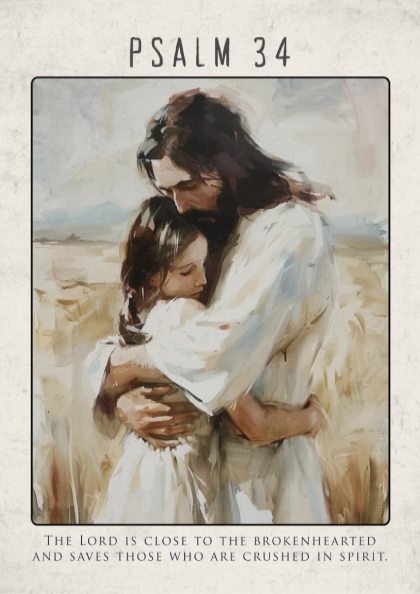 Psalm 34 Scripture Art - "The Lord Answers" Wall Print