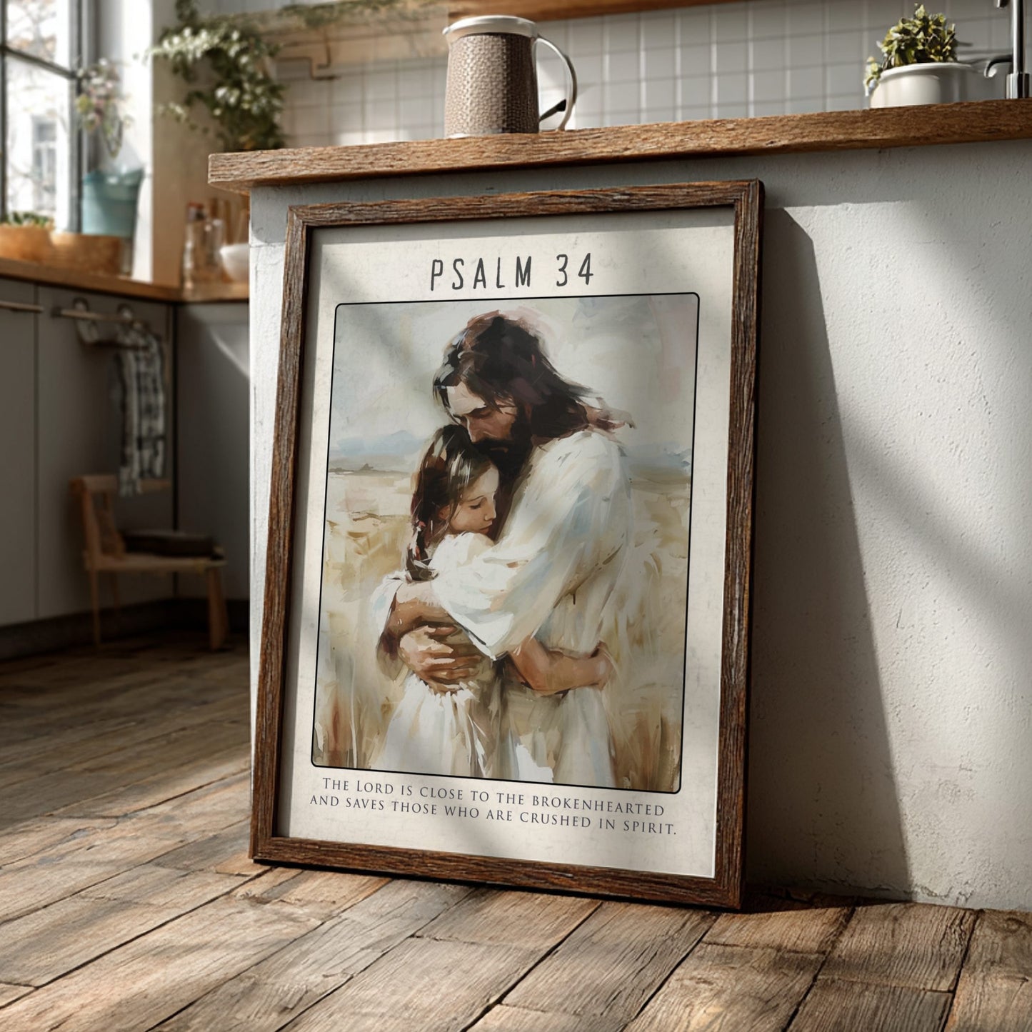 Psalm 34 Scripture Art - "The Lord Answers" Wall Print