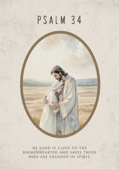 Psalm 34 Scripture Art - "Radiant Faces" Wall Print