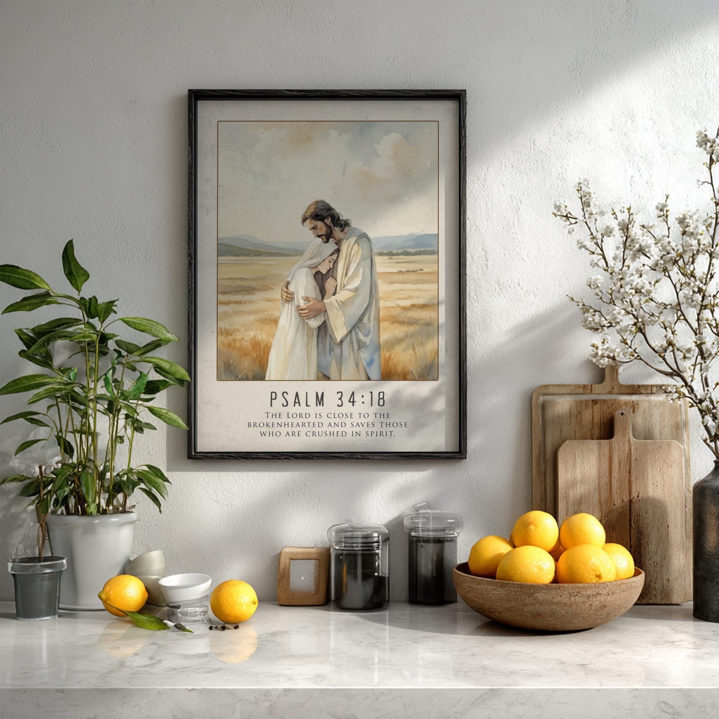Psalm 34:18 Scripture Art - "Close to the Brokenhearted" Wall Print