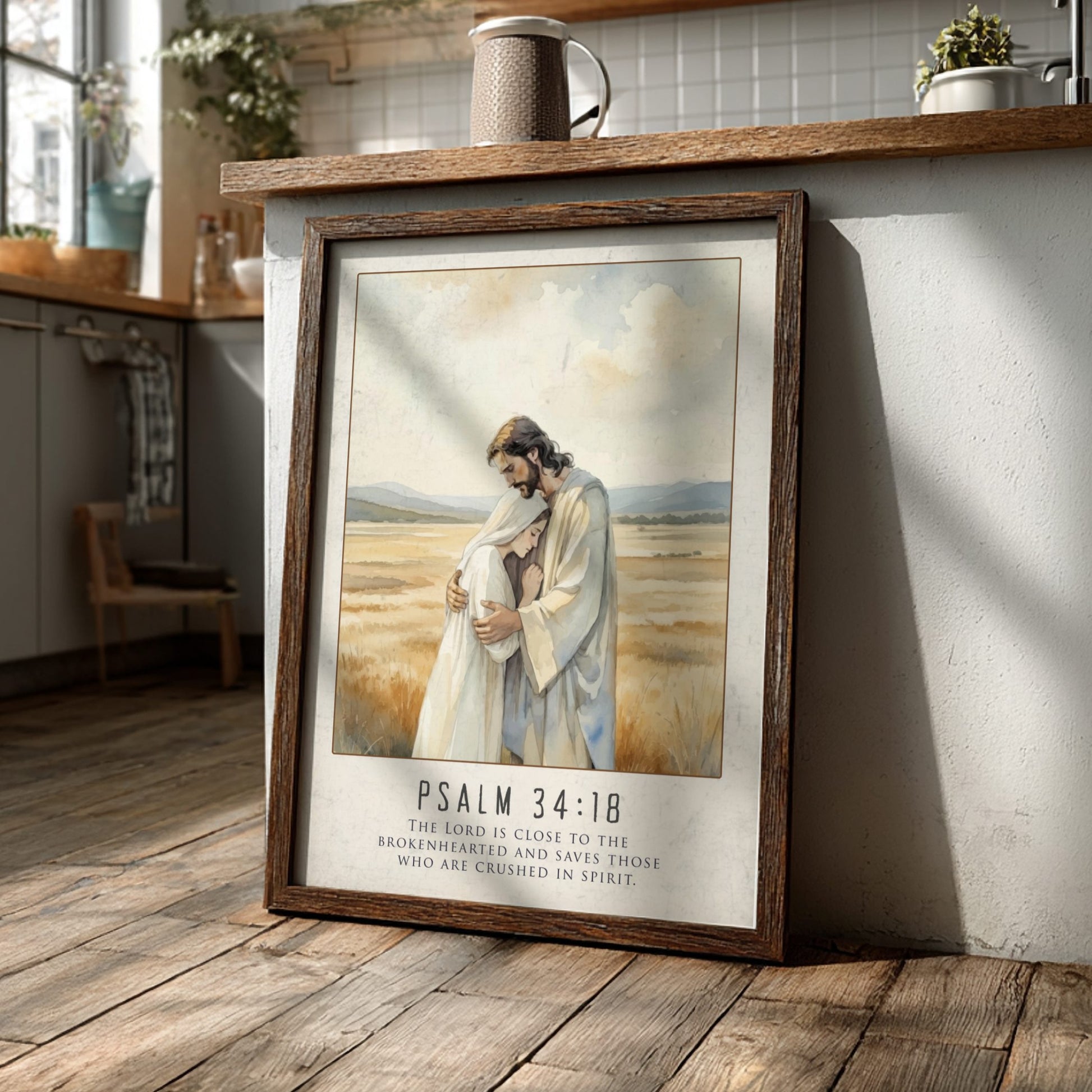 Psalm 34:18 Scripture Art - "Close to the Brokenhearted" Wall Print