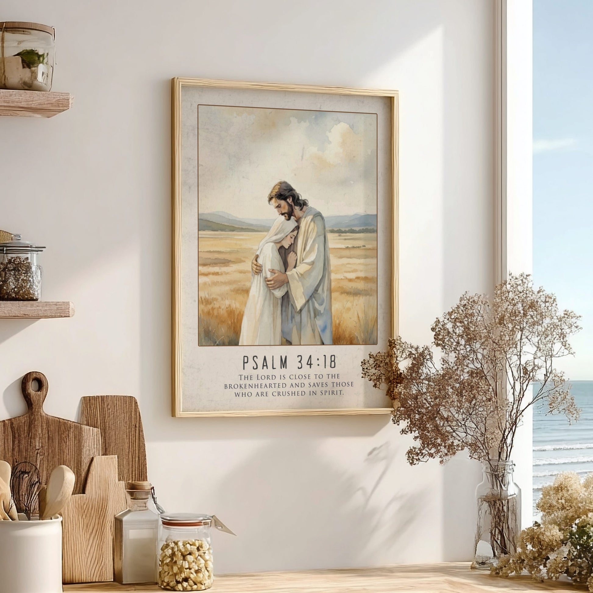 Psalm 34:18 Scripture Art - "Close to the Brokenhearted" Wall Print
