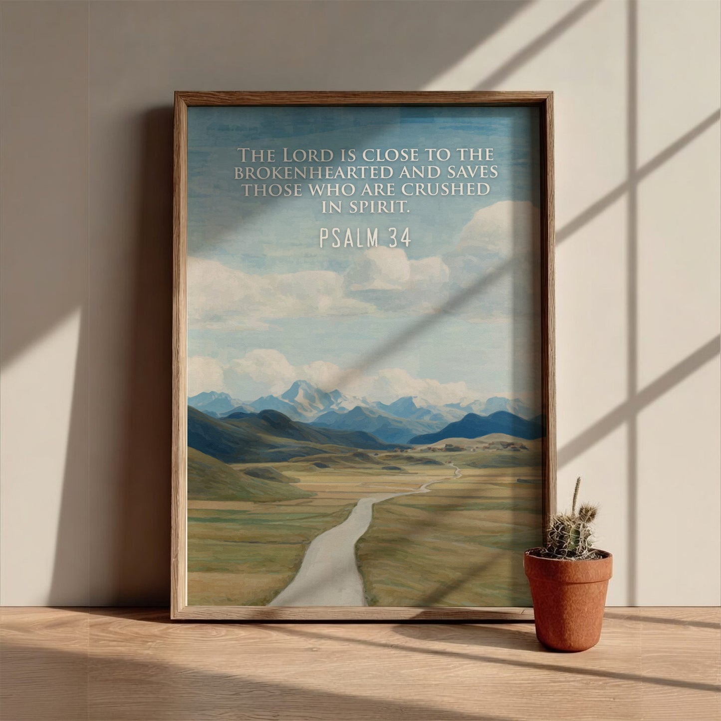Psalm 34 Scripture Art - "The Brokenhearted" Wall Print