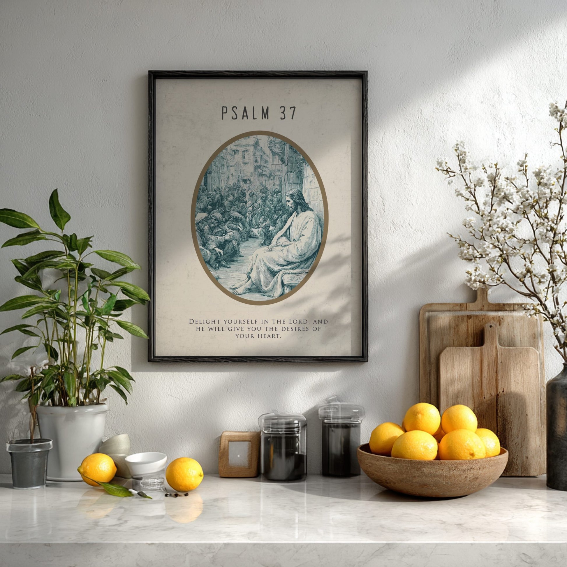 Psalm 37 Scripture Art - "Trust and Delight" Wall Print