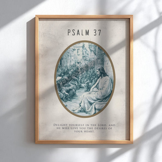 Psalm 37 Scripture Art - "Trust and Delight" Wall Print