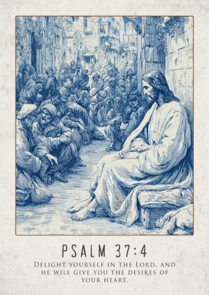 Psalm 37:4 Scripture Art - "Desires of Your Heart" Wall Print