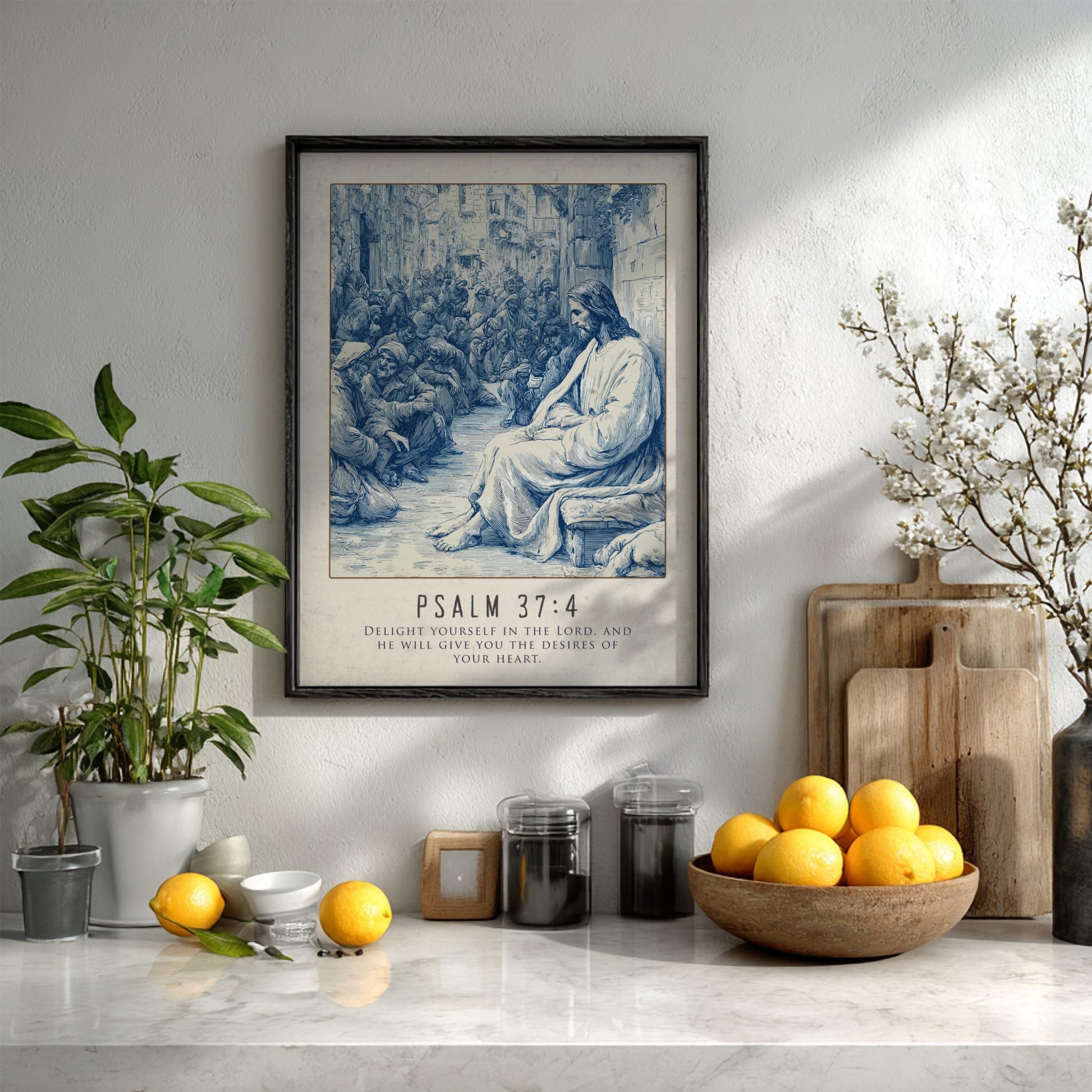 Psalm 37:4 Scripture Art - "Desires of Your Heart" Wall Print