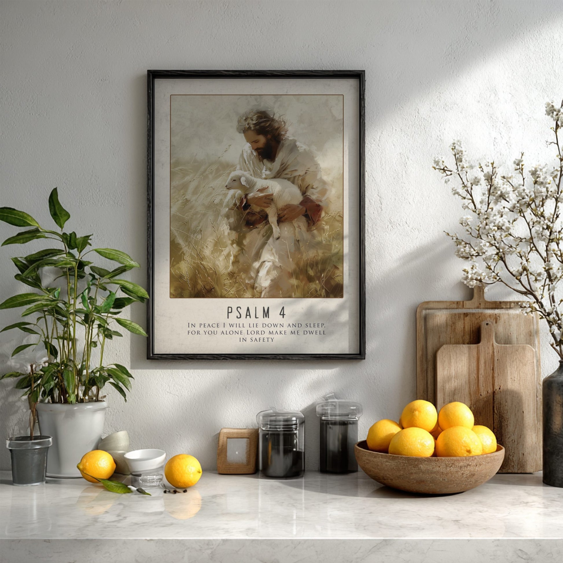 Psalm 4 Scripture Print - "In Peace I Will Sleep" Wall Art