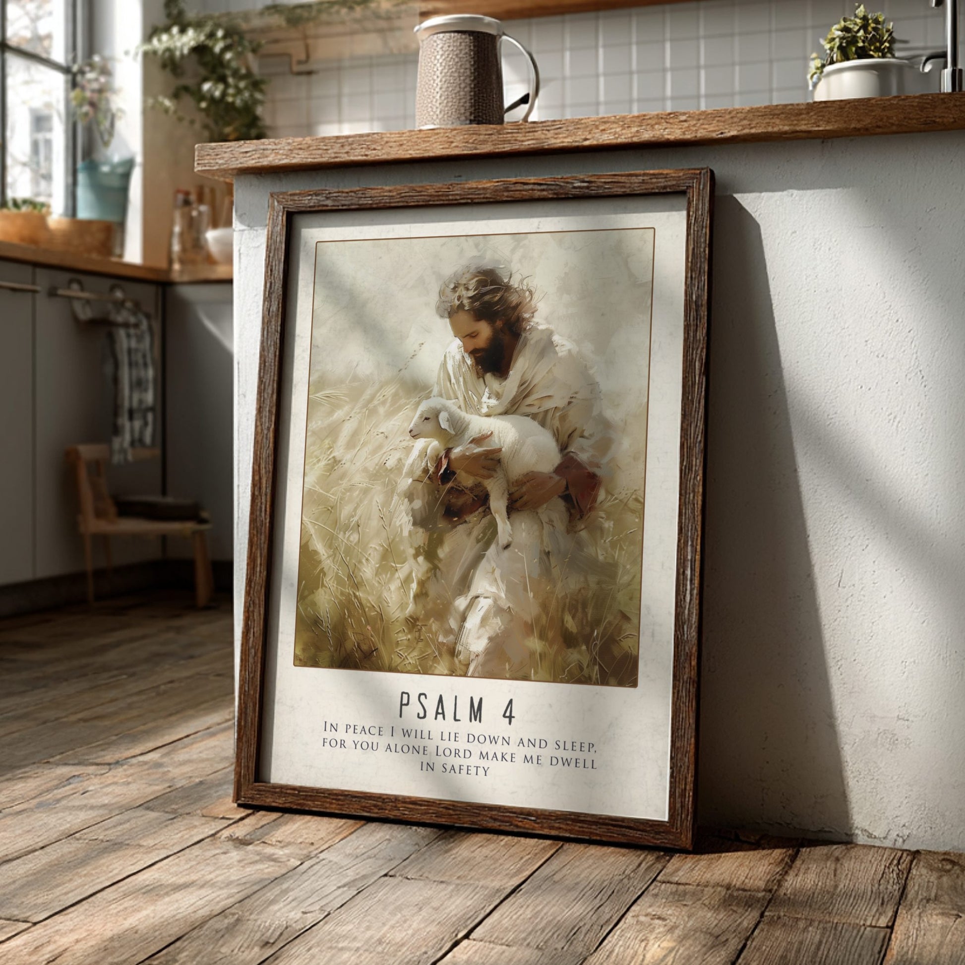 Psalm 4 Scripture Print - "In Peace I Will Sleep" Wall Art