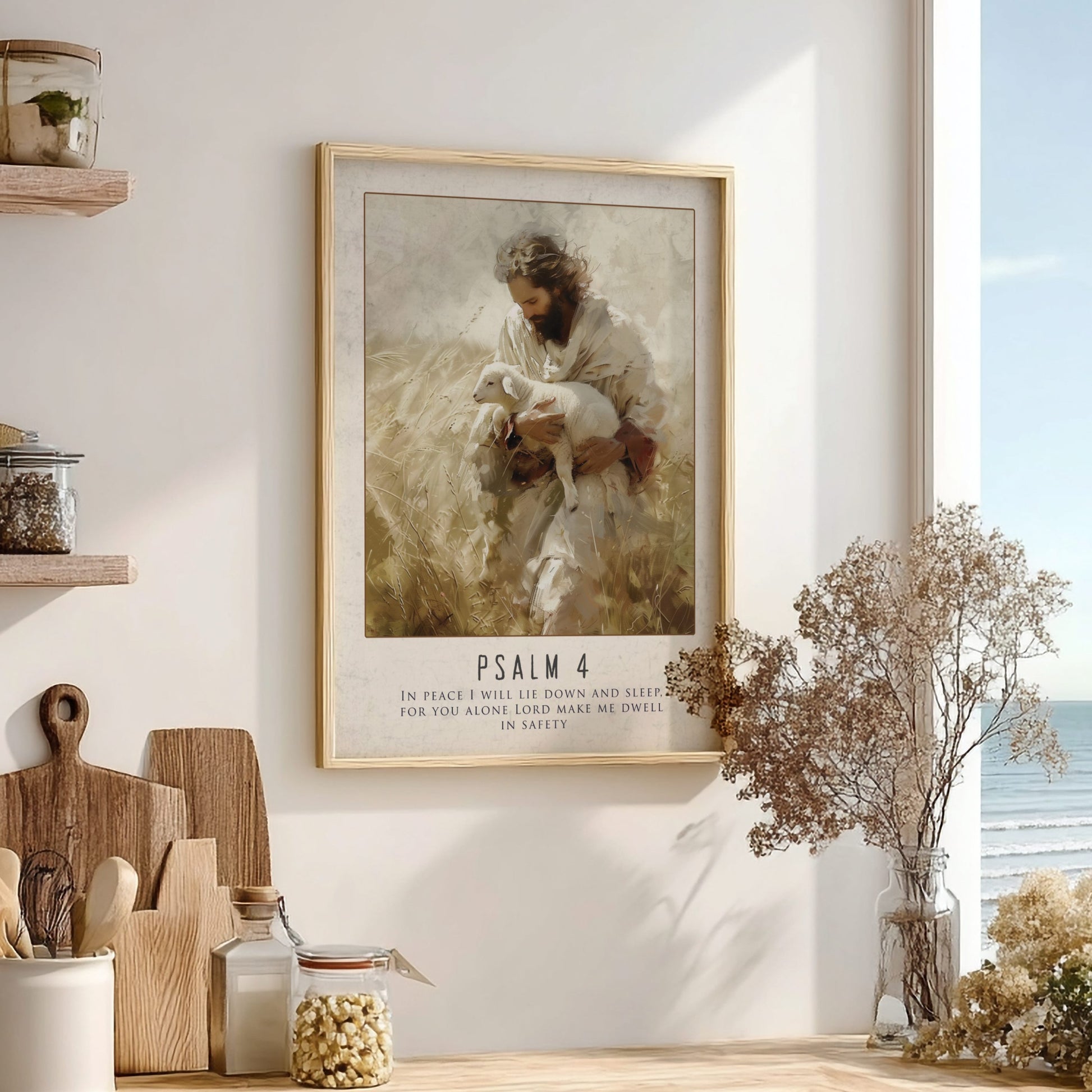 Psalm 4 Scripture Print - "In Peace I Will Sleep" Wall Art