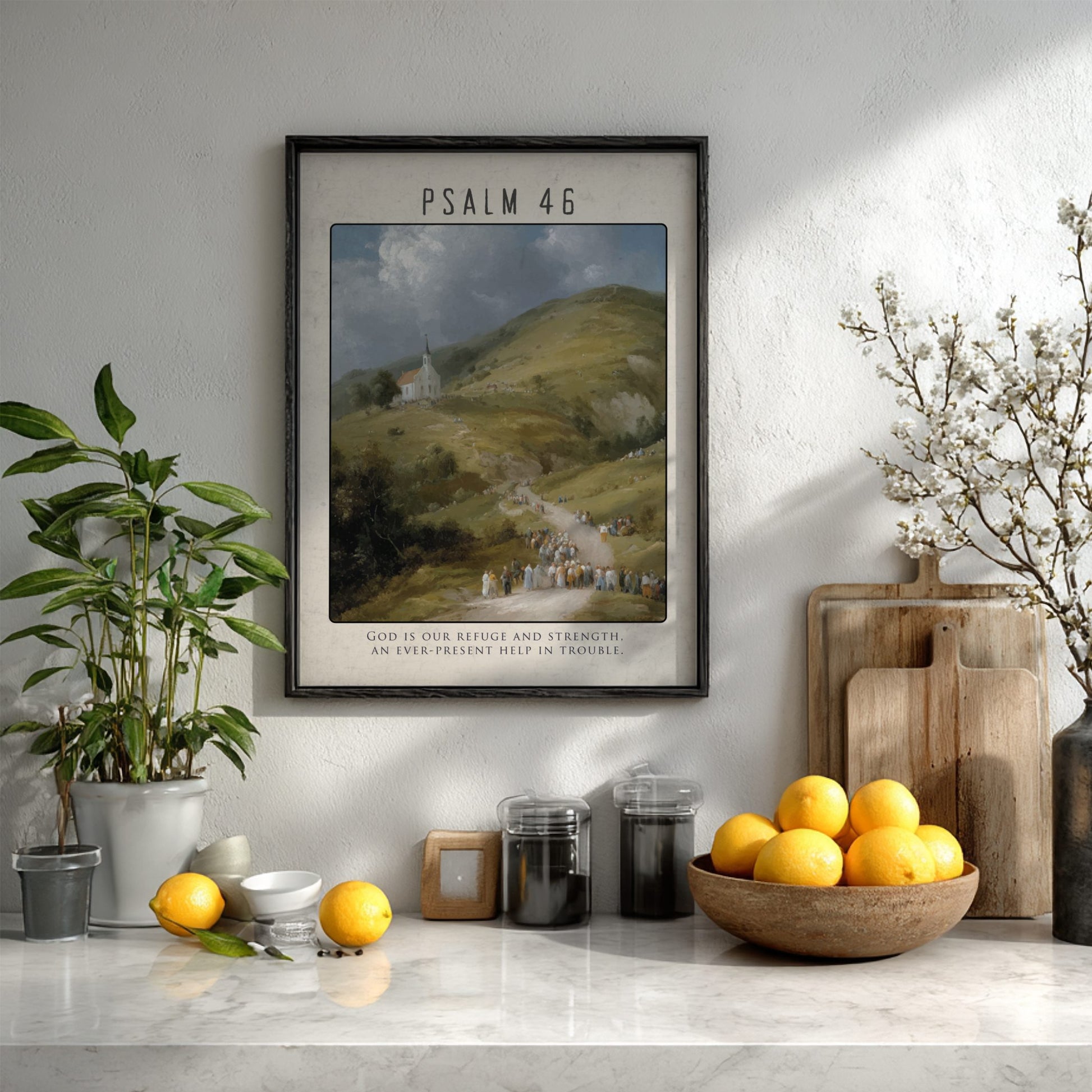 Psalm 46 Scripture Art - "Be Still and Know" Wall Print