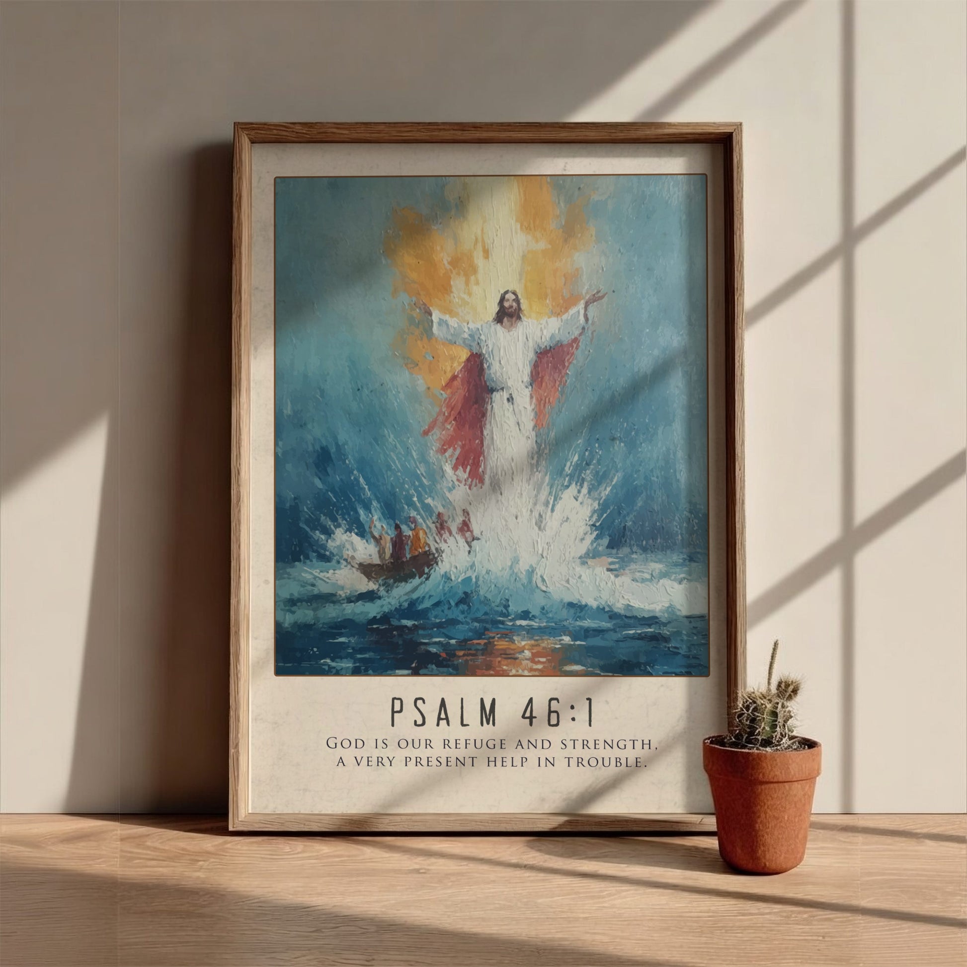 Psalm 46:1 Scripture Art - "Refuge and Strength" Wall Print