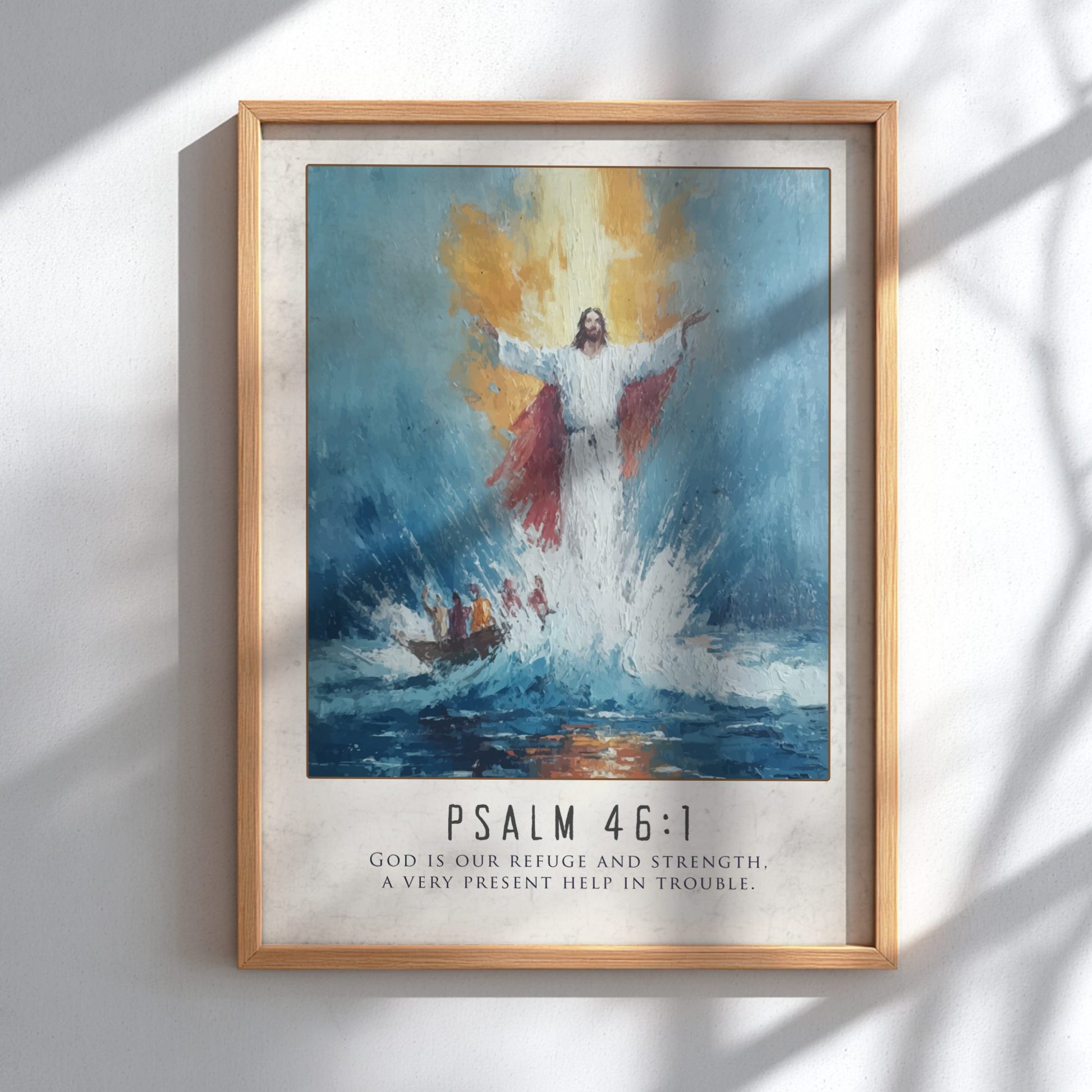Psalm 46:1 Scripture Art - "Refuge and Strength" Wall Print