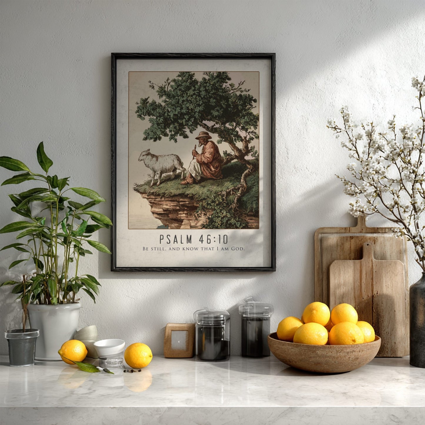 Psalm 46:10 Scripture Art - "Be Still and Know" Wall Print