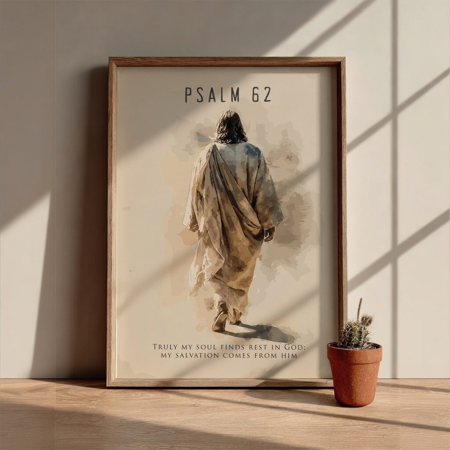Psalm 62:2 Scripture Art - "My Rock and Fortress" Wall Print